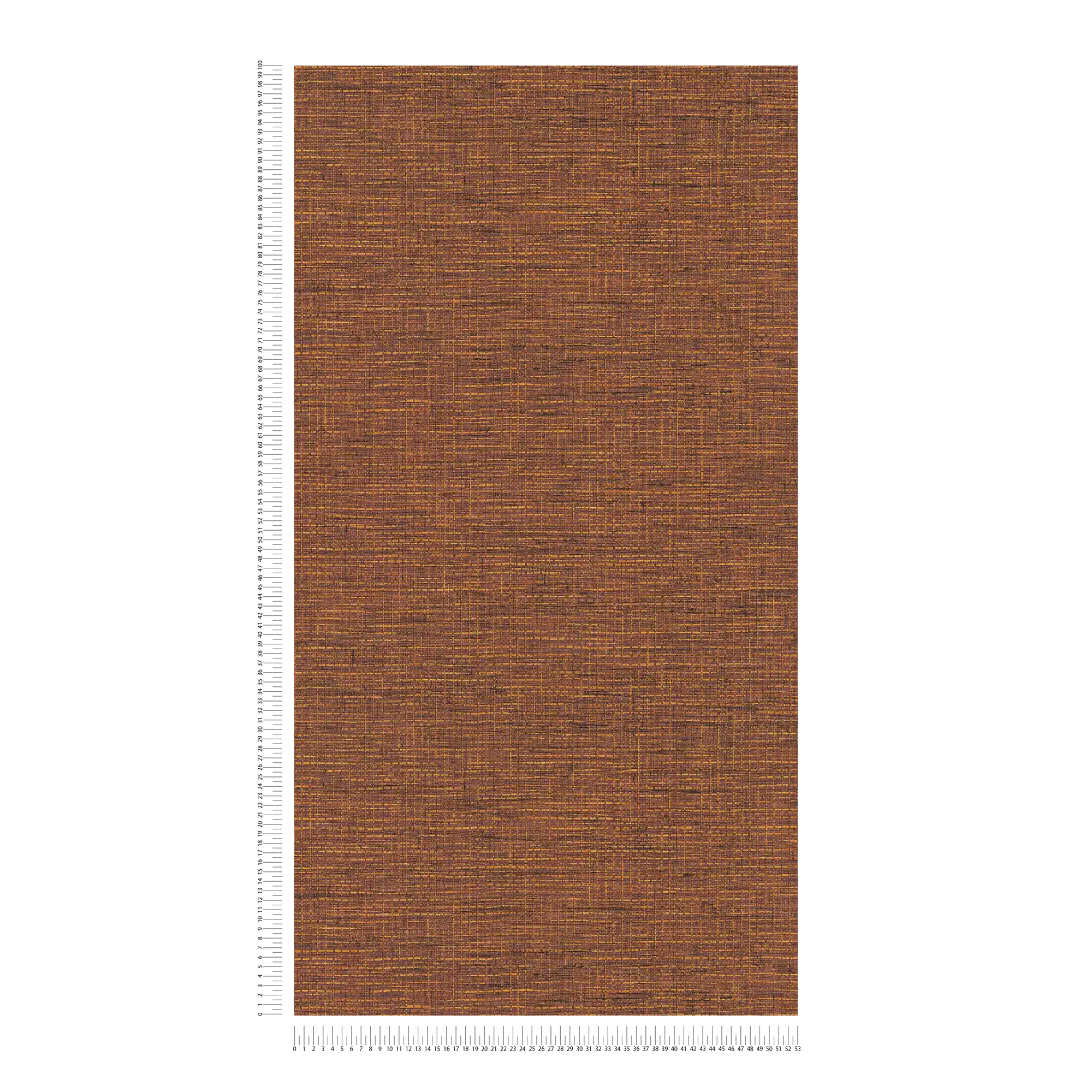             Papier peint ethnique orange-marron avec aspect tissé raphia
        