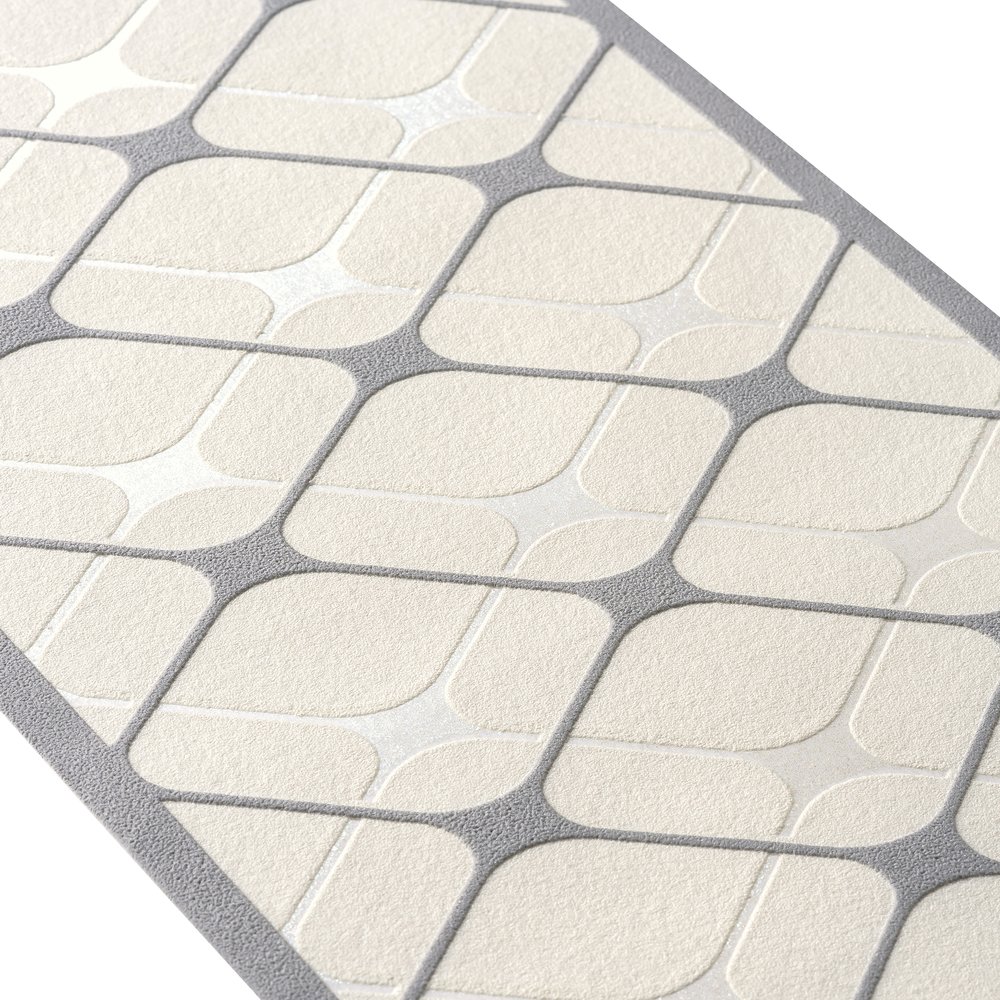             Self-adhesive wallpaper border with diamond pattern - grey, white
        