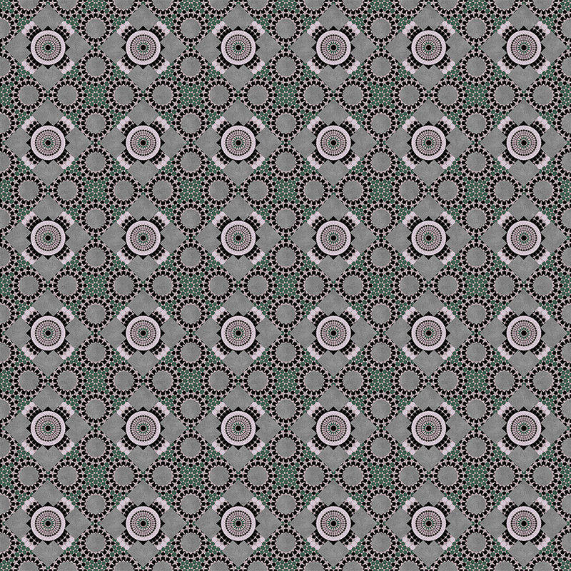         Grey photo wallpaper with mosaic pattern - green, black
    