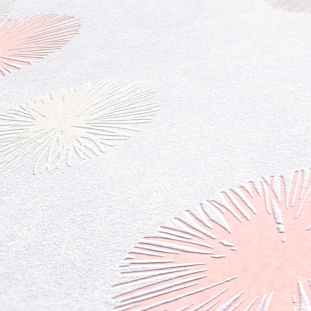             Textuurbehang met grafisch patroon - crème, metallic, roze
        