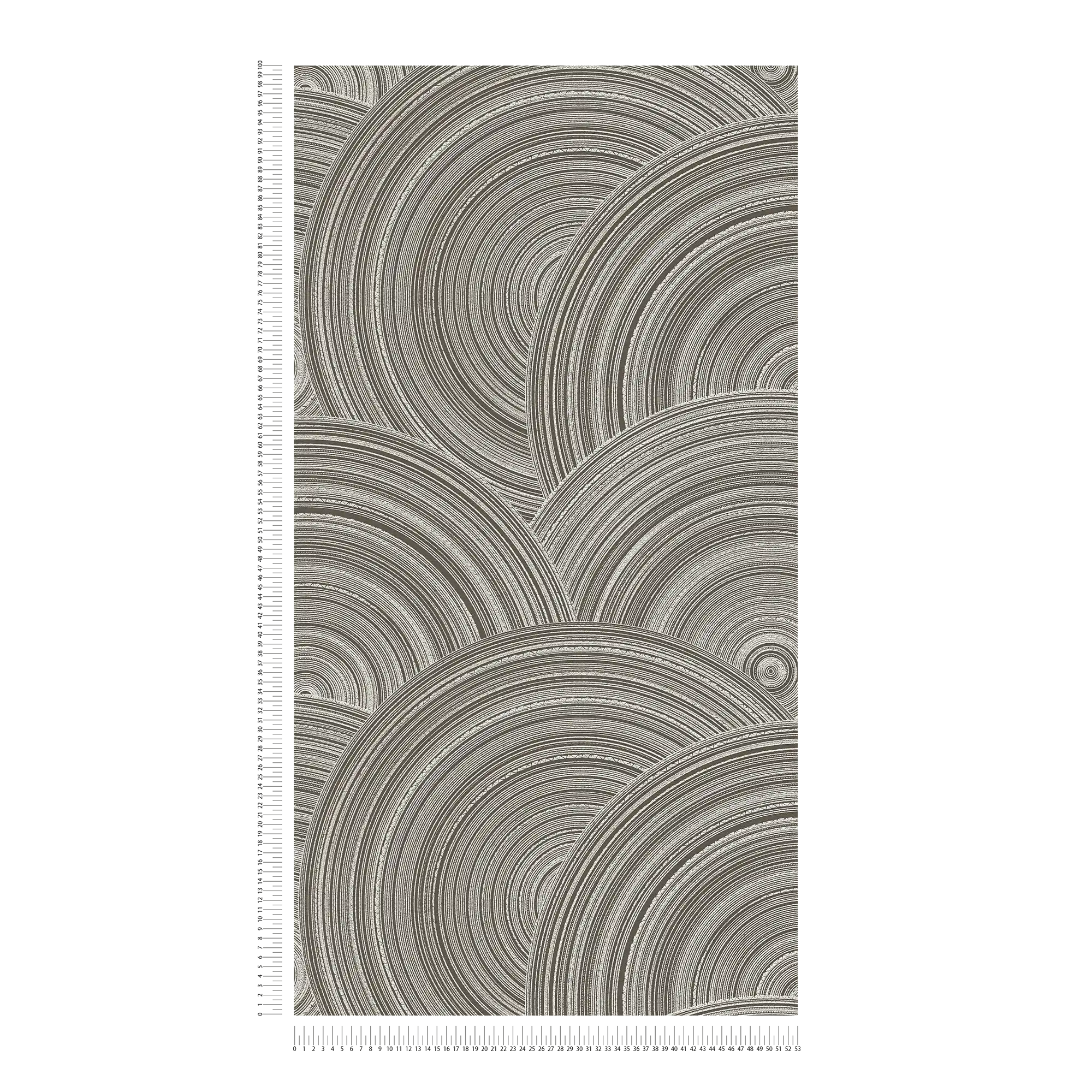             Circle wallpaper with ethno design with texture effect - brown, cream
        