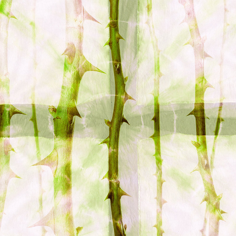 Pastel mural thorns pattern - green, white, grey
