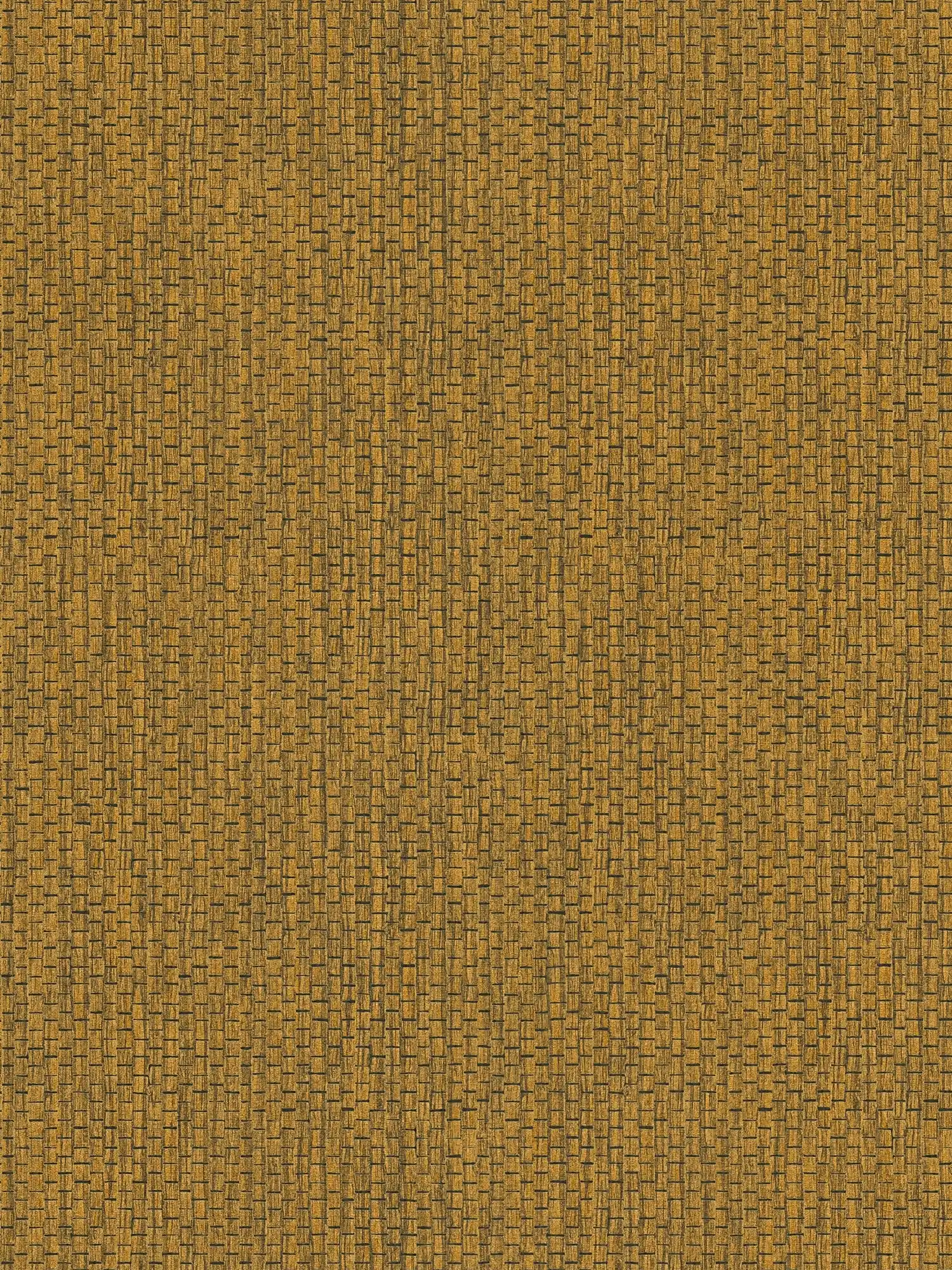 Wallpaper with raffia mats design - brown, yellow

