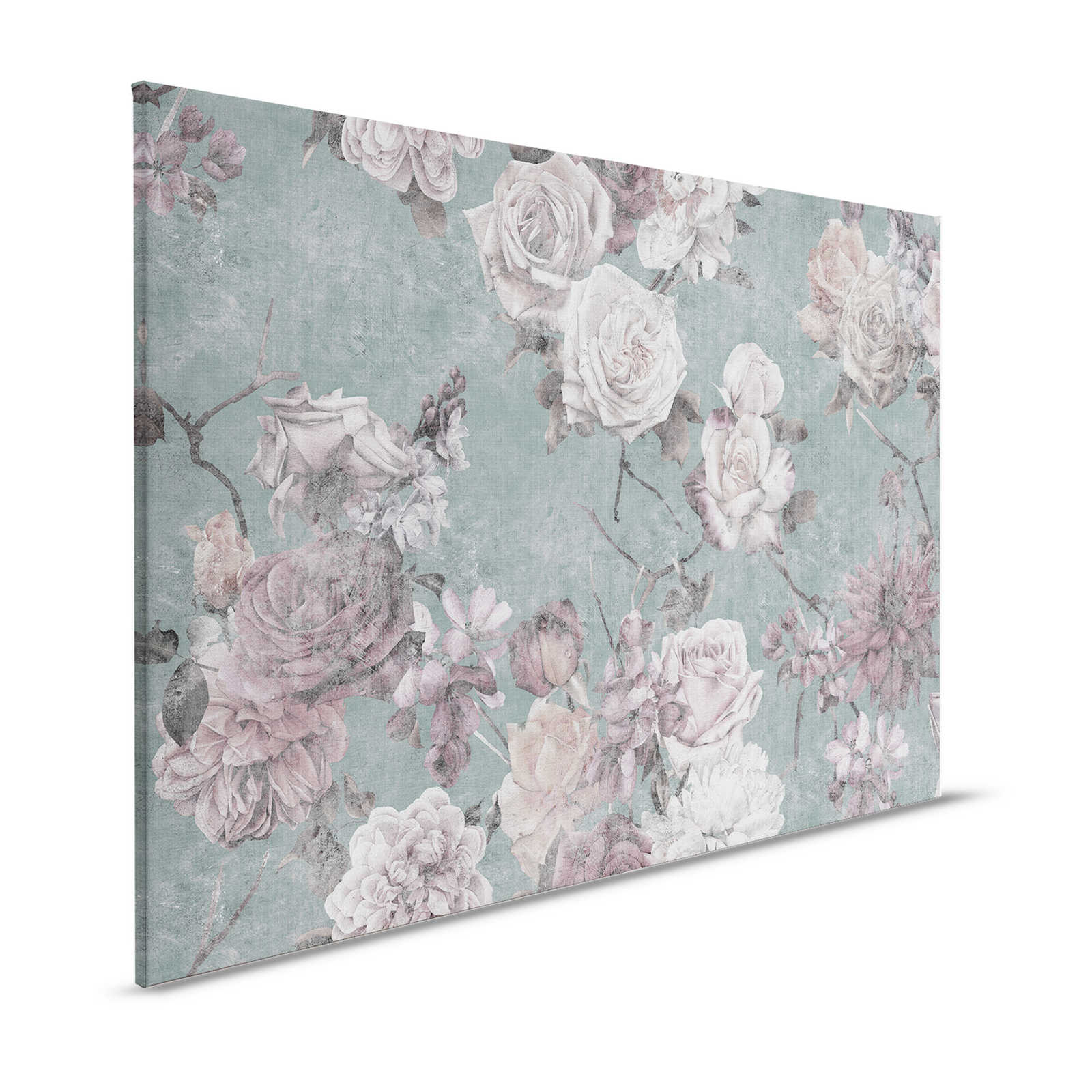 La Bella Addormentata 2 - Quadro su tela con petali di rosa in stile vintage - 1,20 m x 0,80 m
