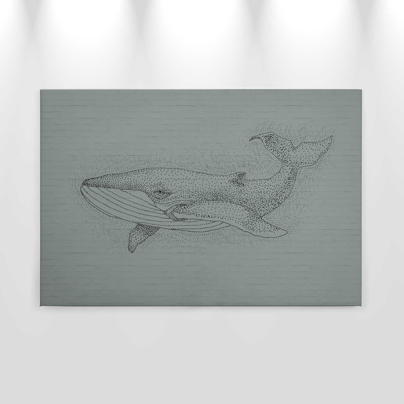             Stone Wall Canvas Painting with Whale Motif in Drawing Style - 0.90 m x 0.60 m
        