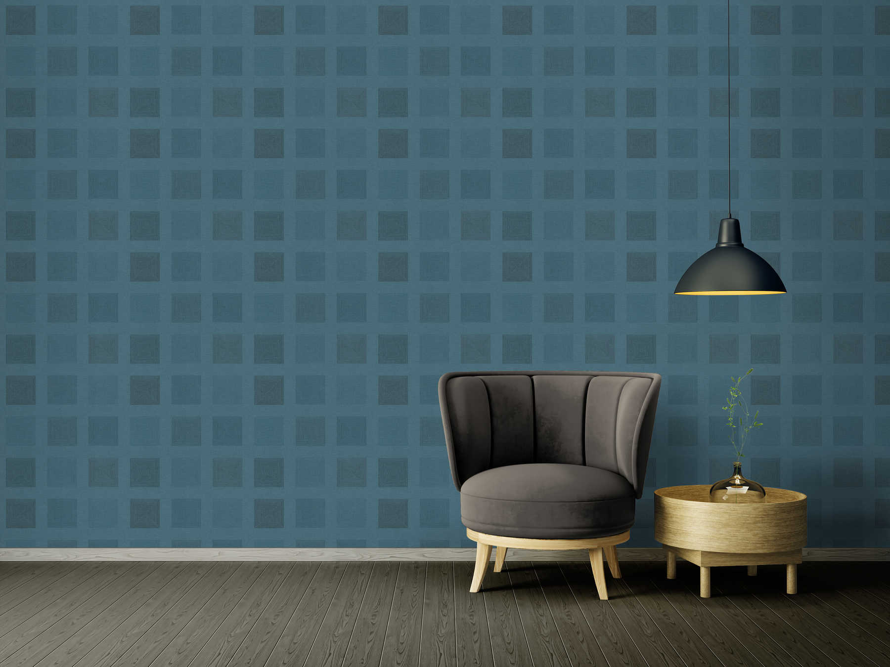             African wallpaper graphic pattern with metallic effect - blue
        