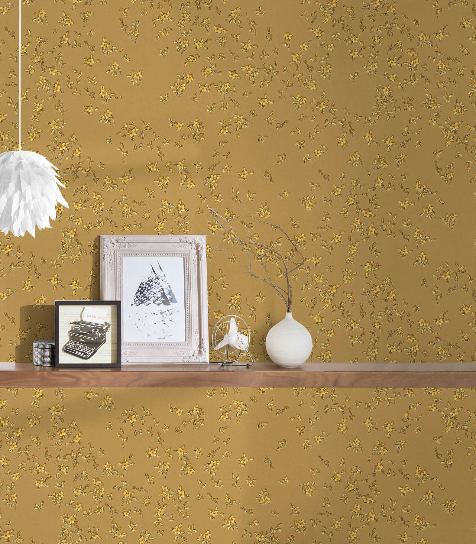            Gouden VERSACE behang in bloemmotief - goud, geel
        