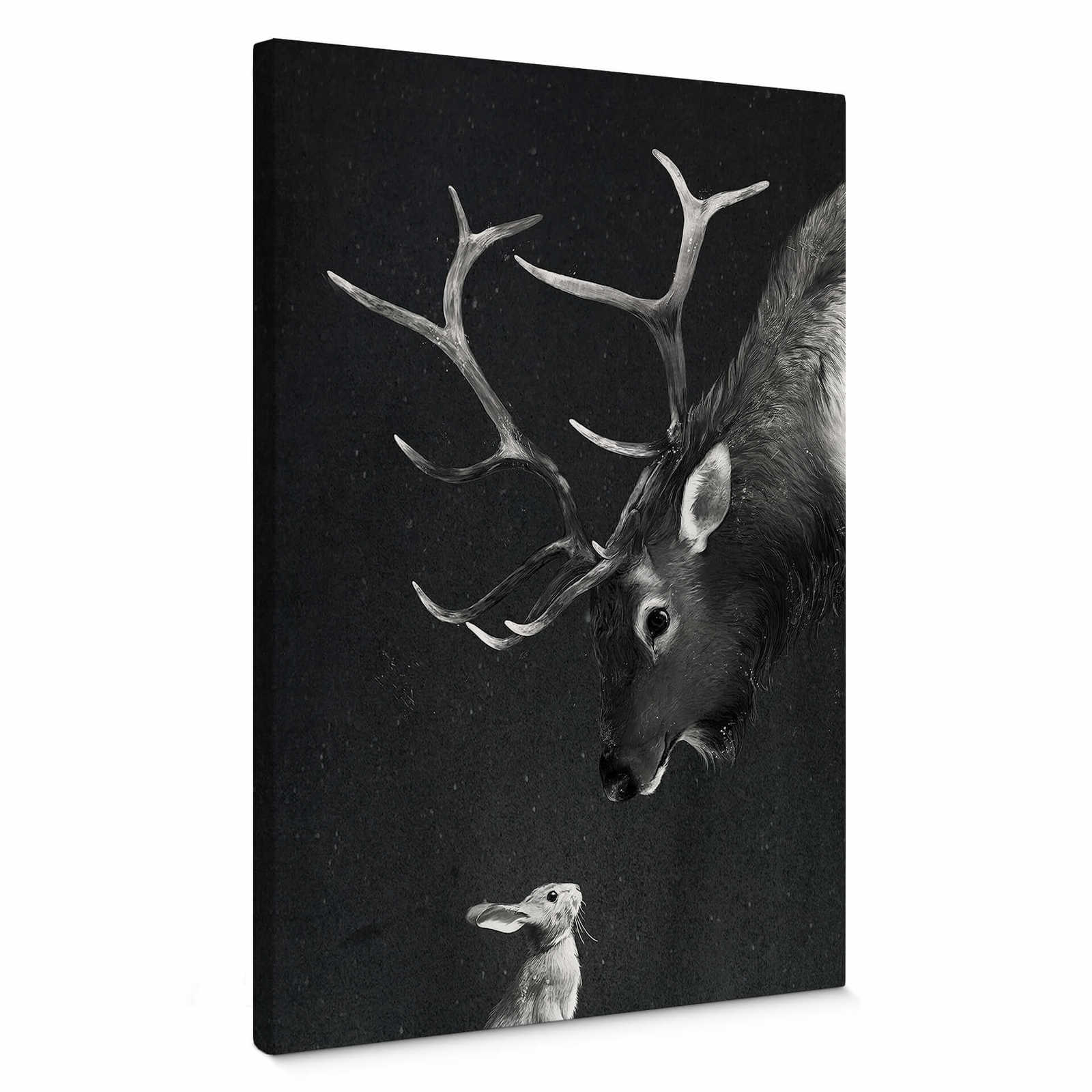         Graves Canvas print "Deer & Rabbit" – black and white
    