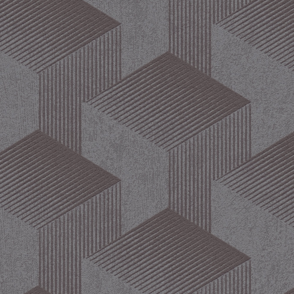             Grafisch behang met 3D patroon mat - donkergrijs
        