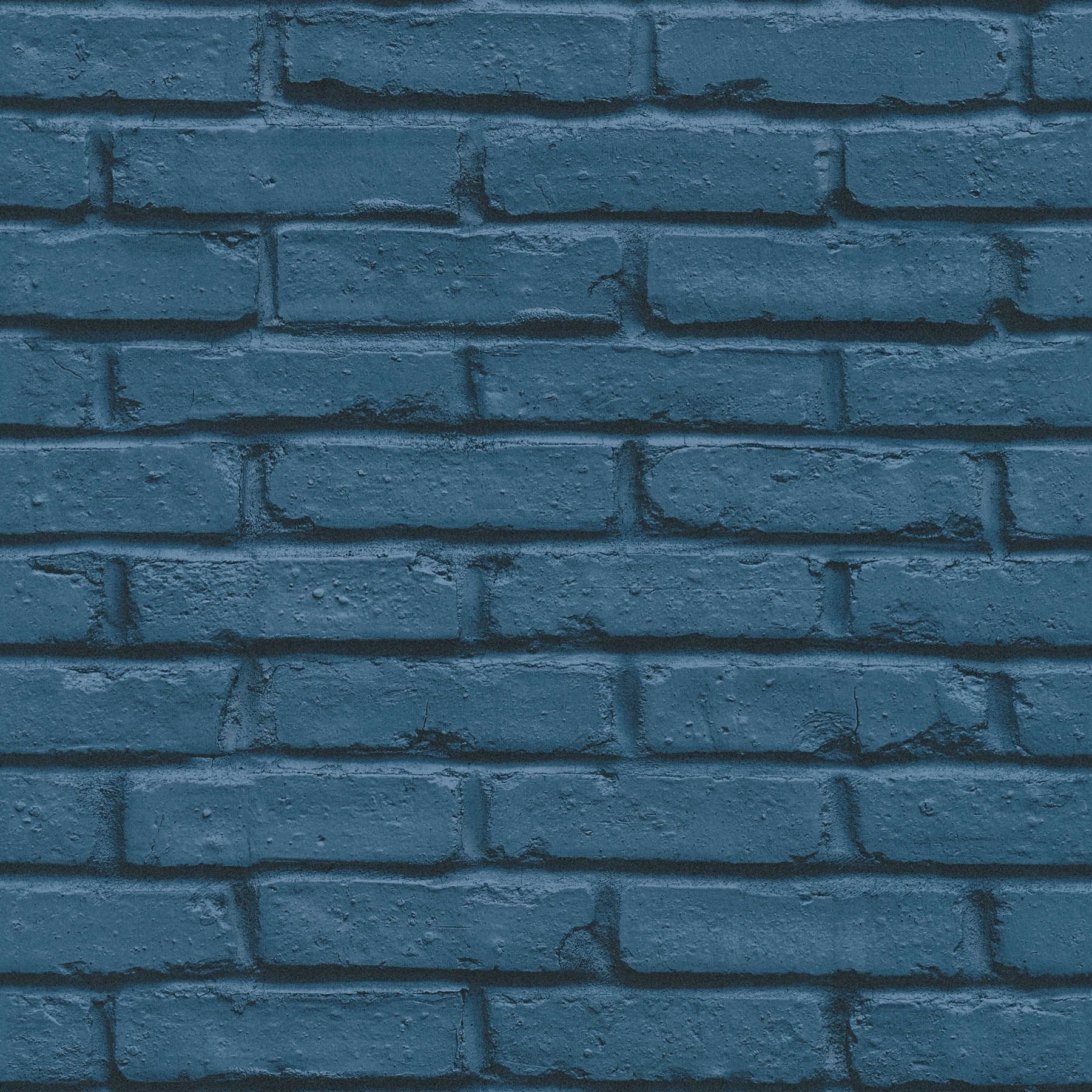 Papel pintado 3D óptica de piedra pared de ladrillo de color - azul
