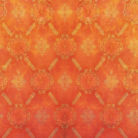         Orange mural with ornament pattern & used look
    