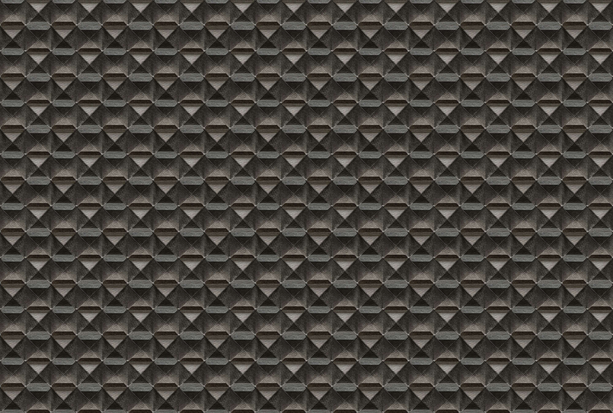             De rand 1 - 3D Digital behang met ruitvormig metalen ontwerp - Bruin, Zwart | Matte gladde fleece
        