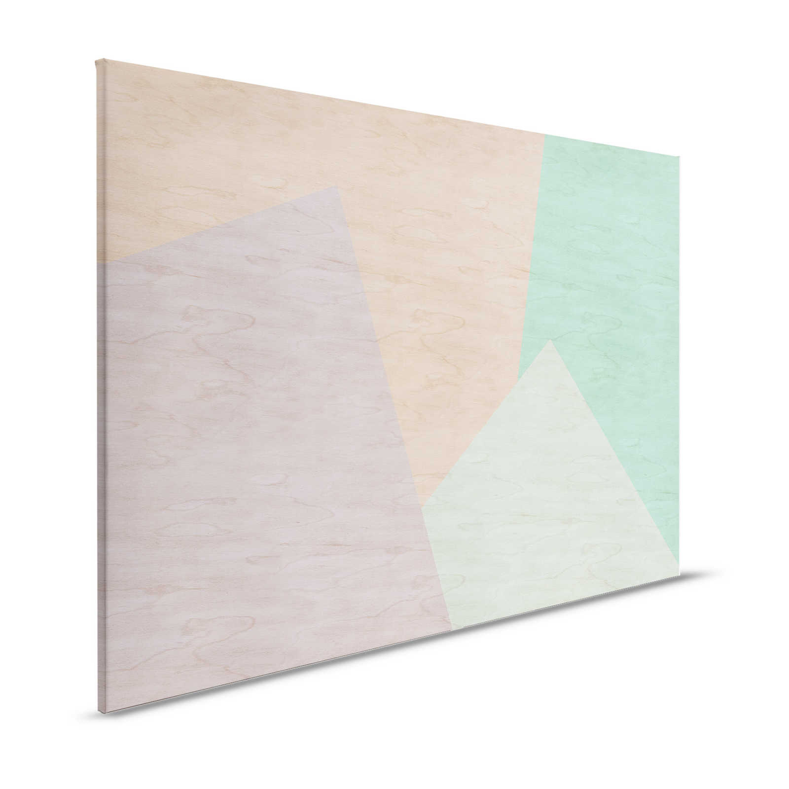 Inaly 1 - Tableau abstrait multicolore sur toile, aspect contreplaqué - 1,20 m x 0,80 m
