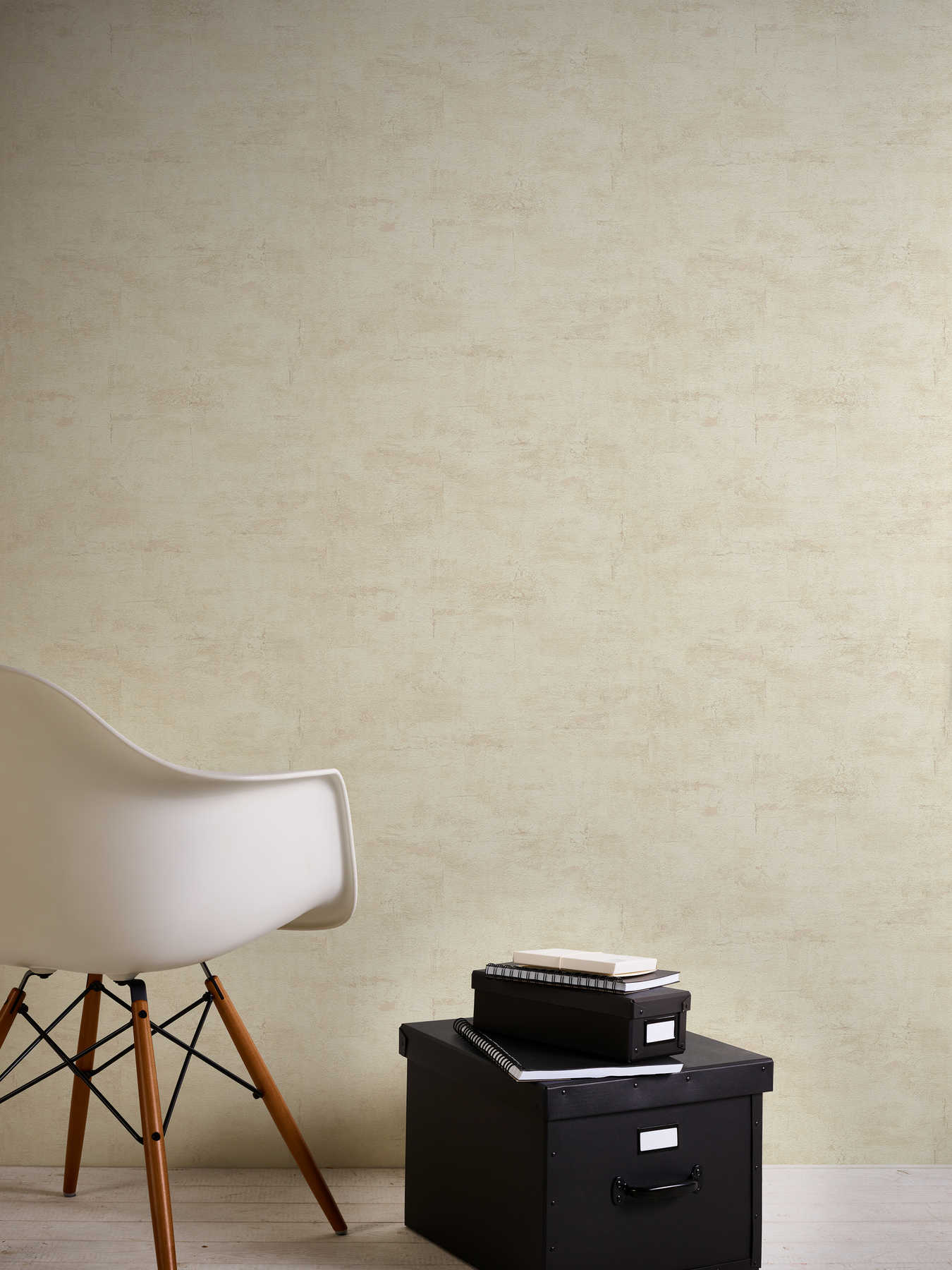             Textured wallpaper with light beige plaster look - beige, brown
        