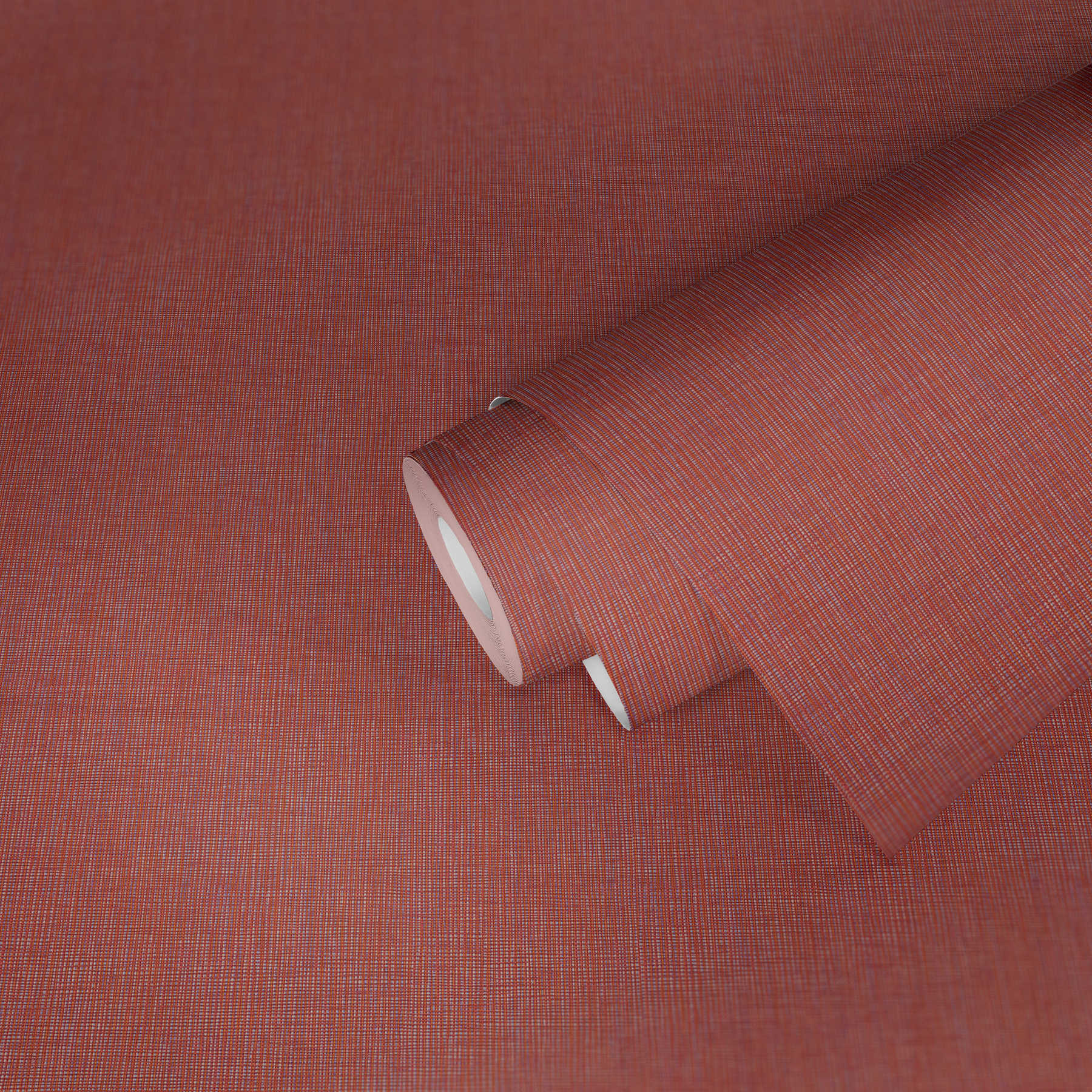             Behang Rood met Textiel Patroon in Rood Oranje & Paars
        