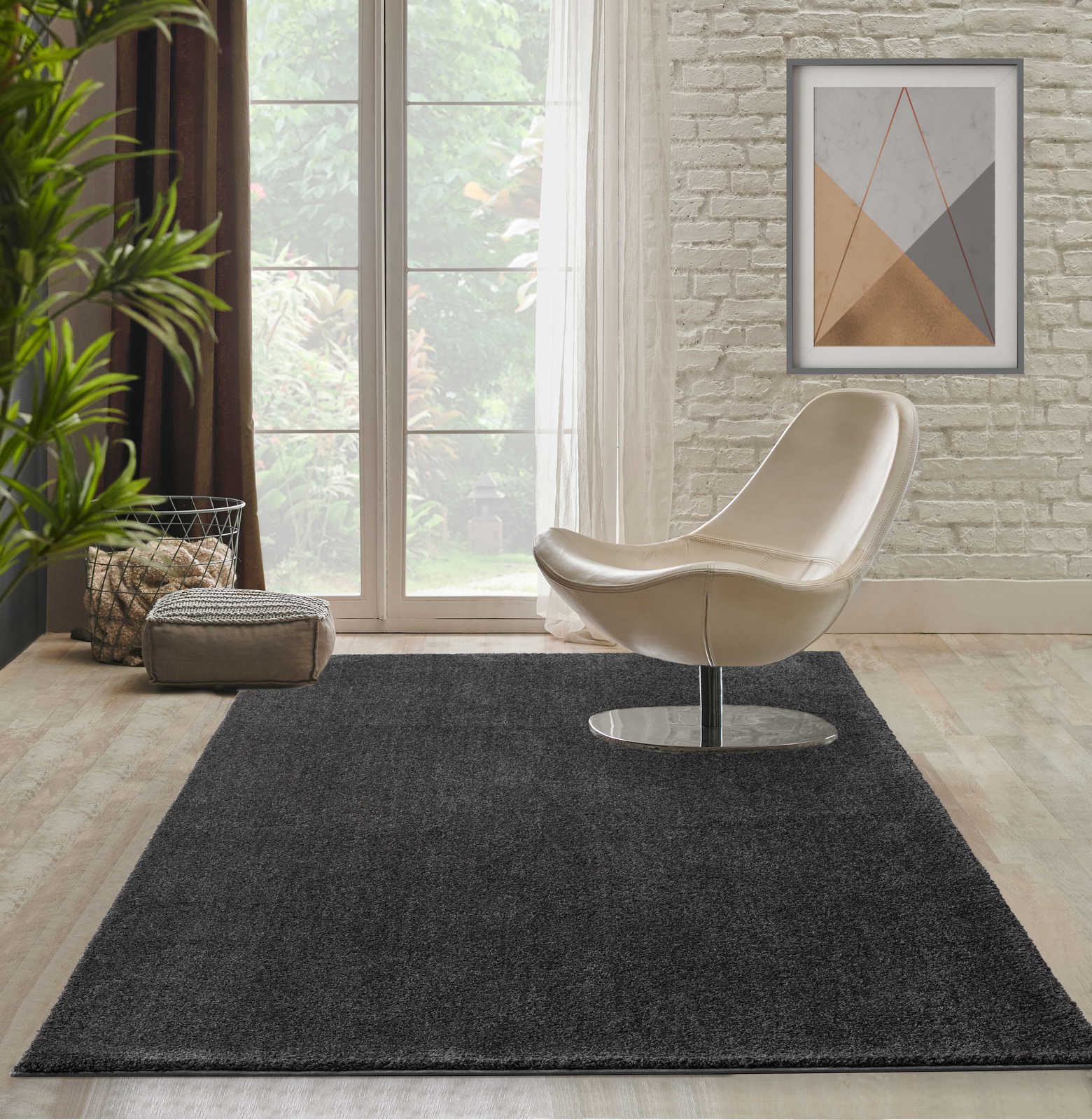 Soft short pile carpet in anthracite - 110 x 60 cm
