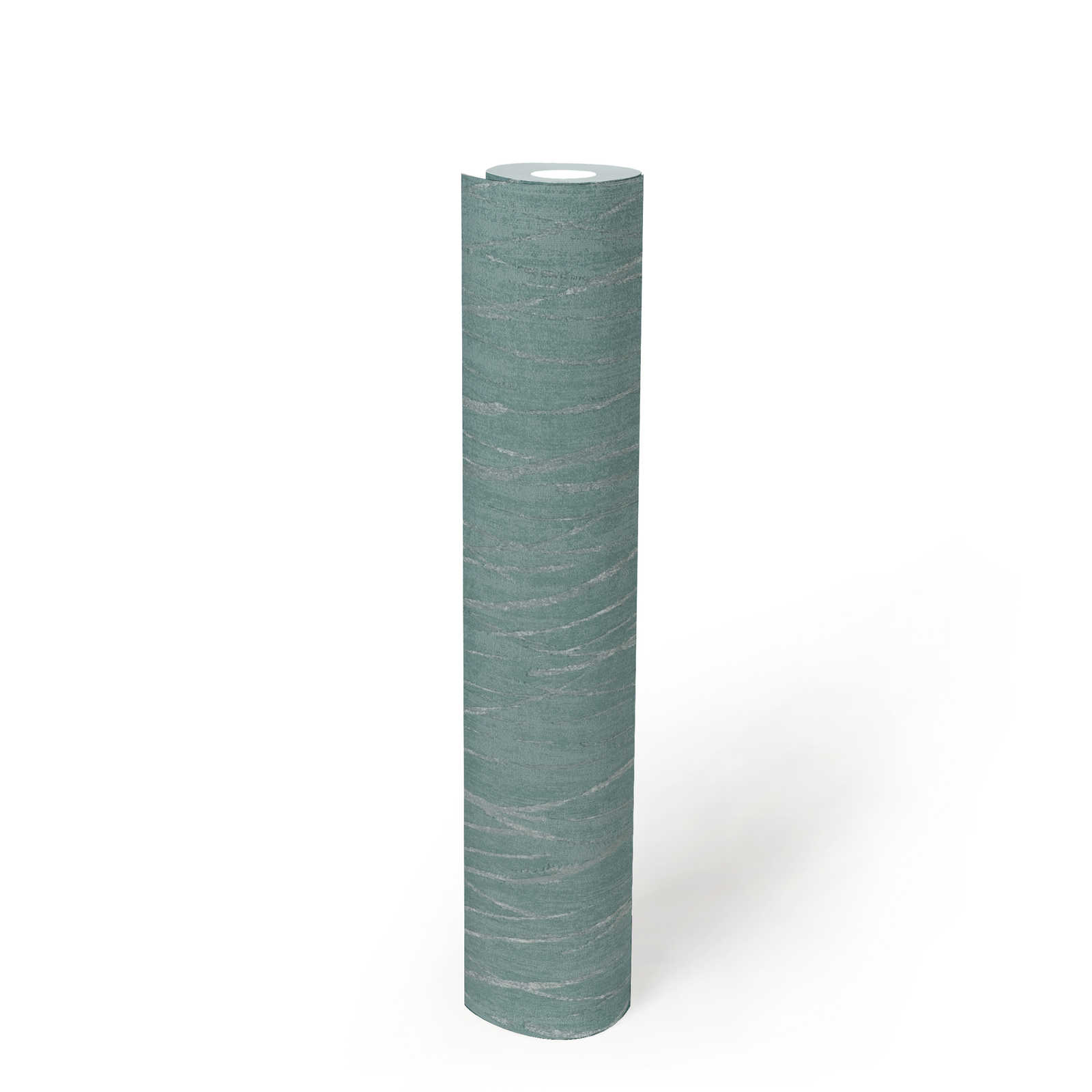             Papel pintado con textura y colores metálicos - azul, verde, plata
        
