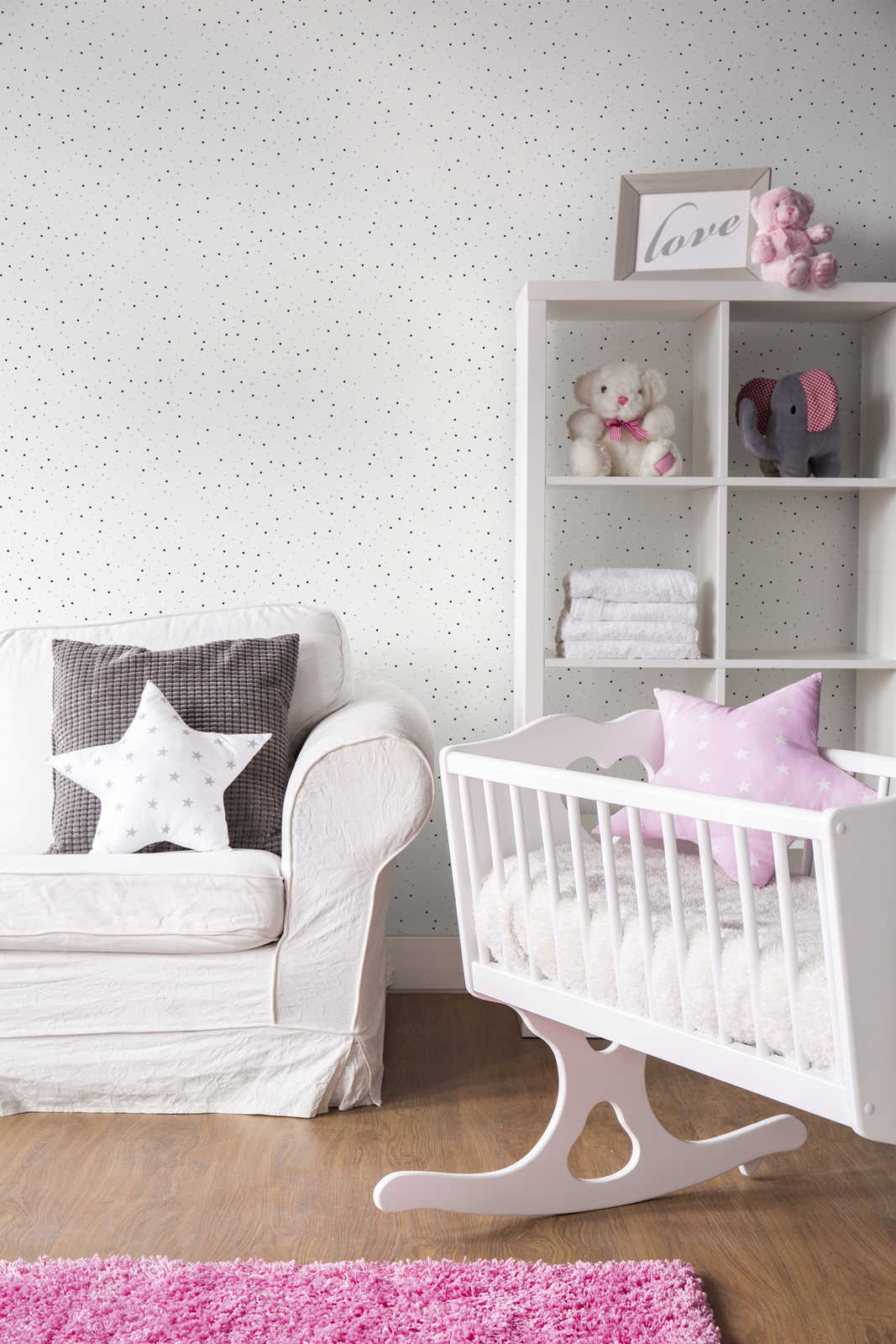            Nursery wallpaper stars - blue, white, black
        