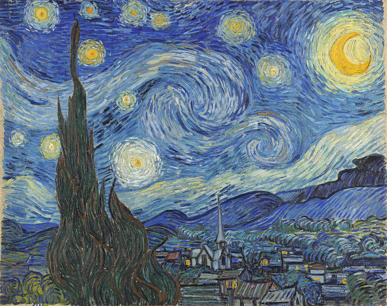             De Sterrennacht" muurschildering van Vincent van Gogh
        