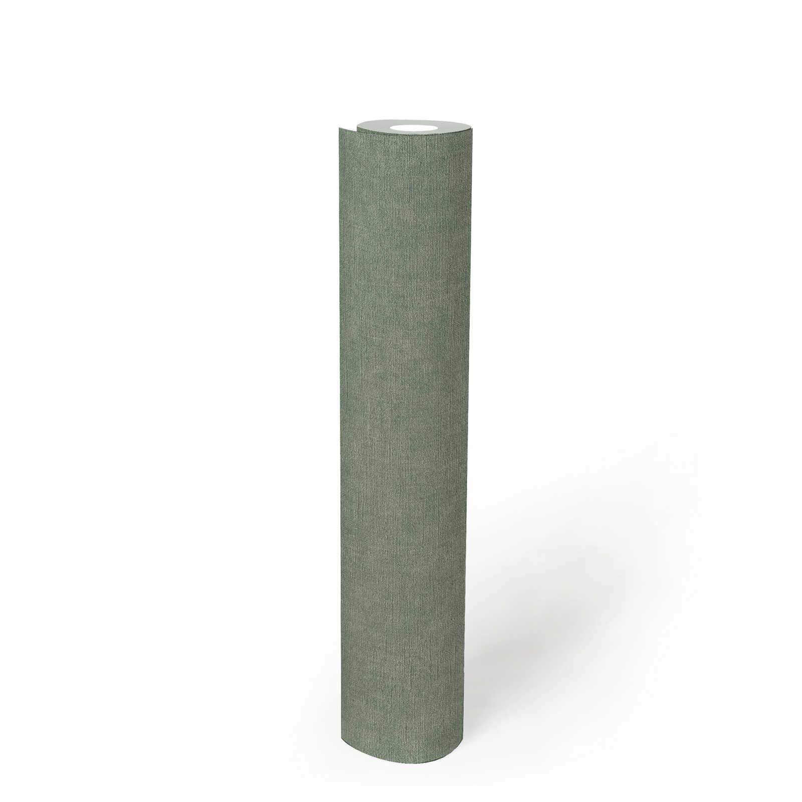            Lightly textured plain wallpaper in textile look - green, grey
        