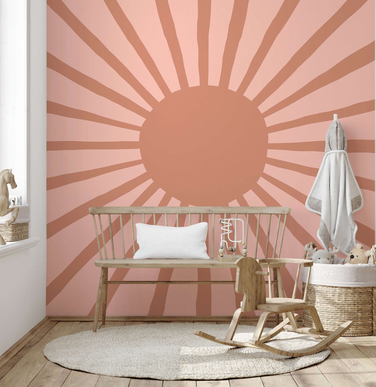             Painted Style Abstract Sun Wallpaper - Smooth & Pearlescent Non-woven
        