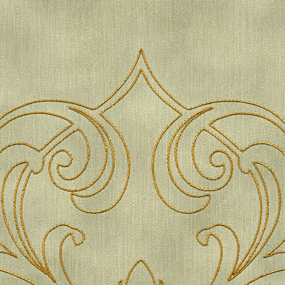             Panel Premium con adornos barrocos - Verde, Oro
        