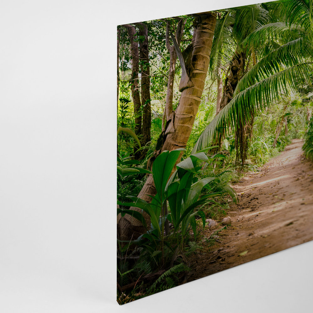             Canvas met palmbomenpad door een tropisch landschap - 0,90 m x 0,60 m
        