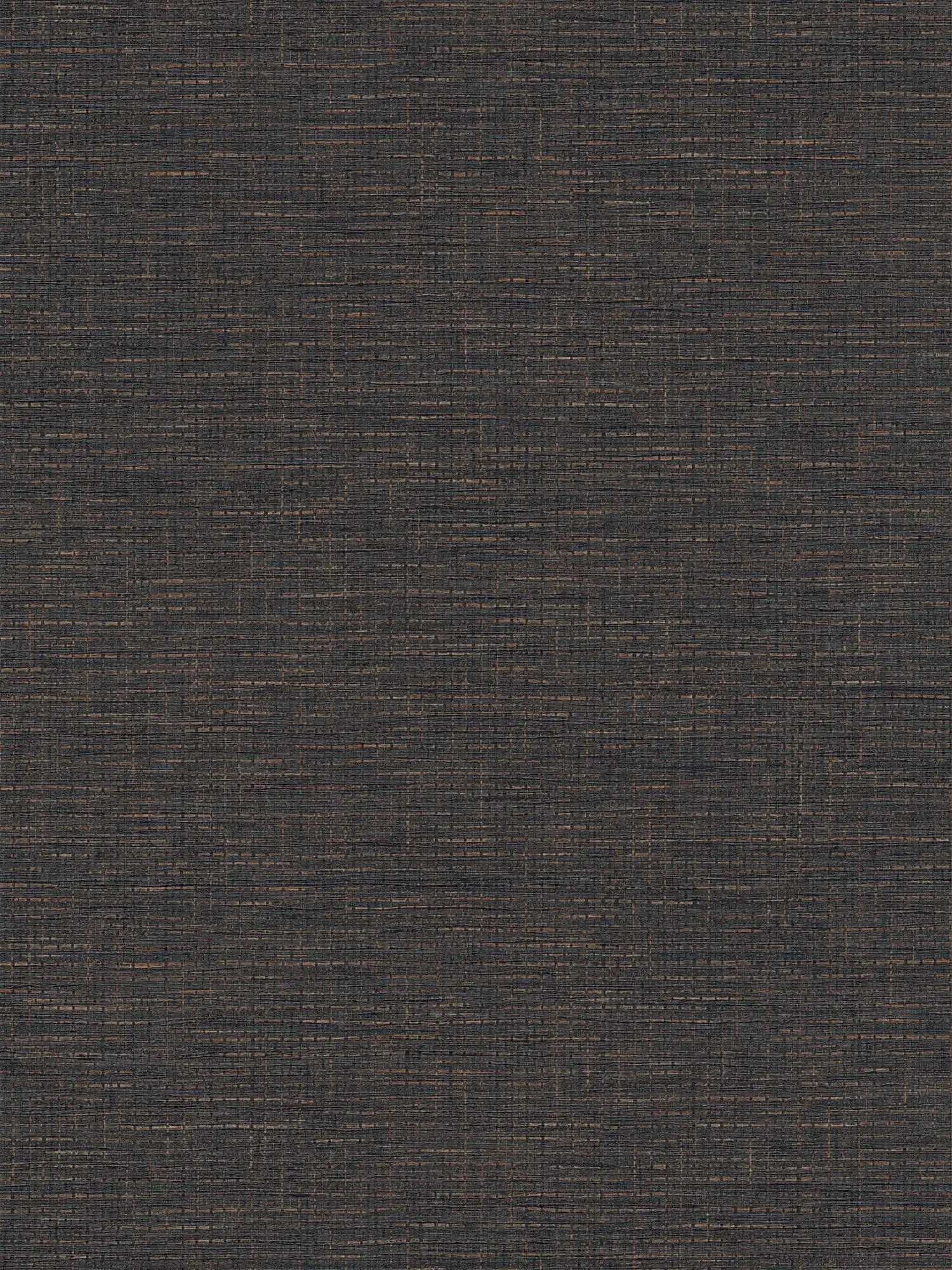 Papier peint marron foncé avec motif raphia, mat & structuré
