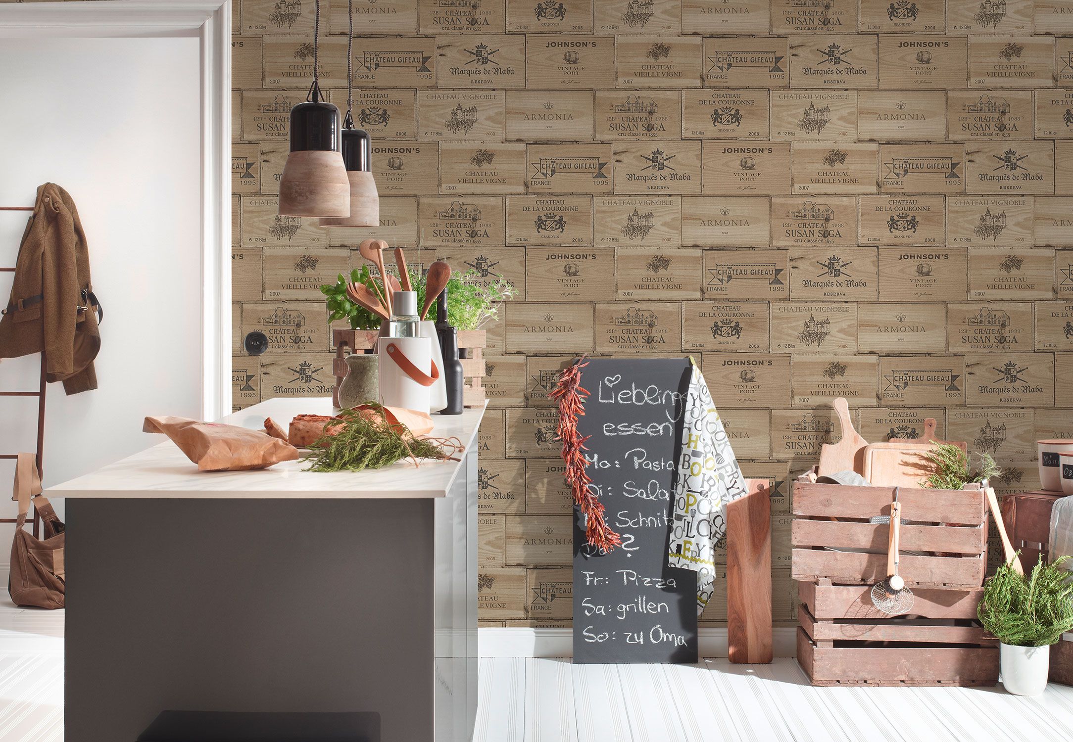 Kitchen wallpaper brown