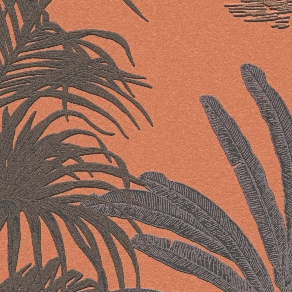             MICHALSKY non-woven wallpaper palm tree pattern colonial style - orange, brown
        