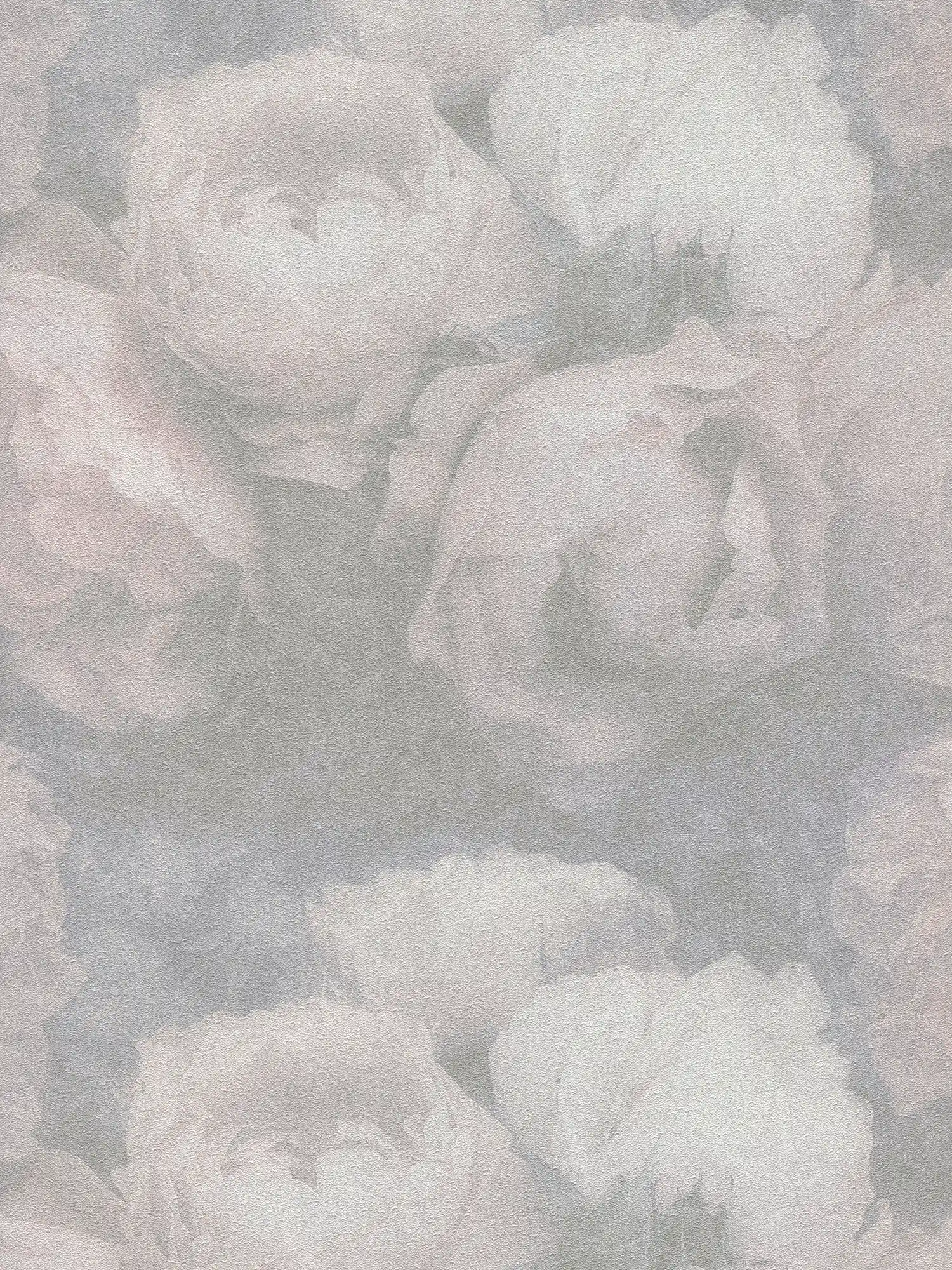 Papier peint pastel avec pivoines - rose, gris, blanc

