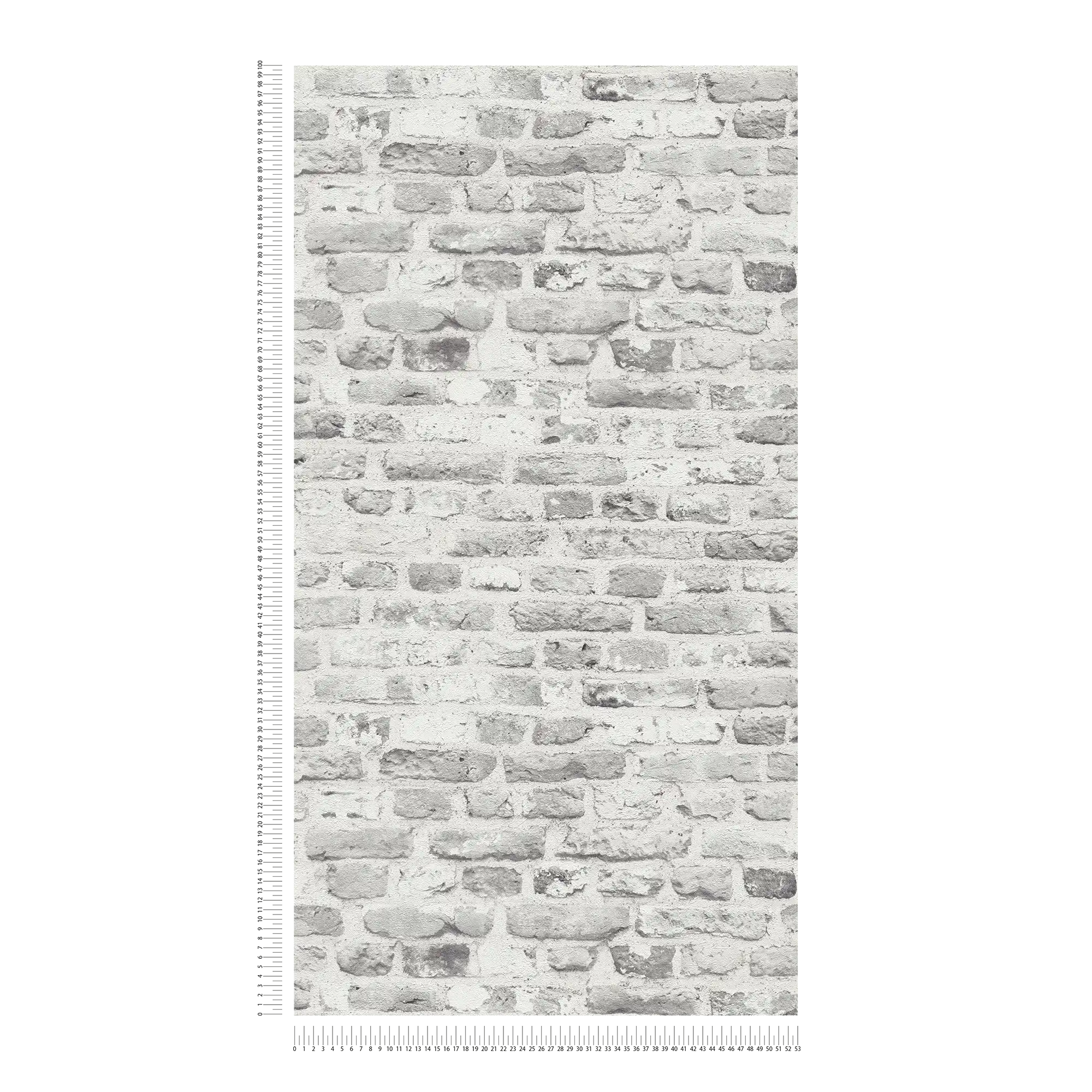             Stone look wallpaper with 3D brickwork - grey, white
        