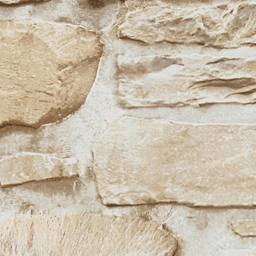             Carta da parati autoadesiva per pareti in pietra naturale con aspetto 3D - beige
        