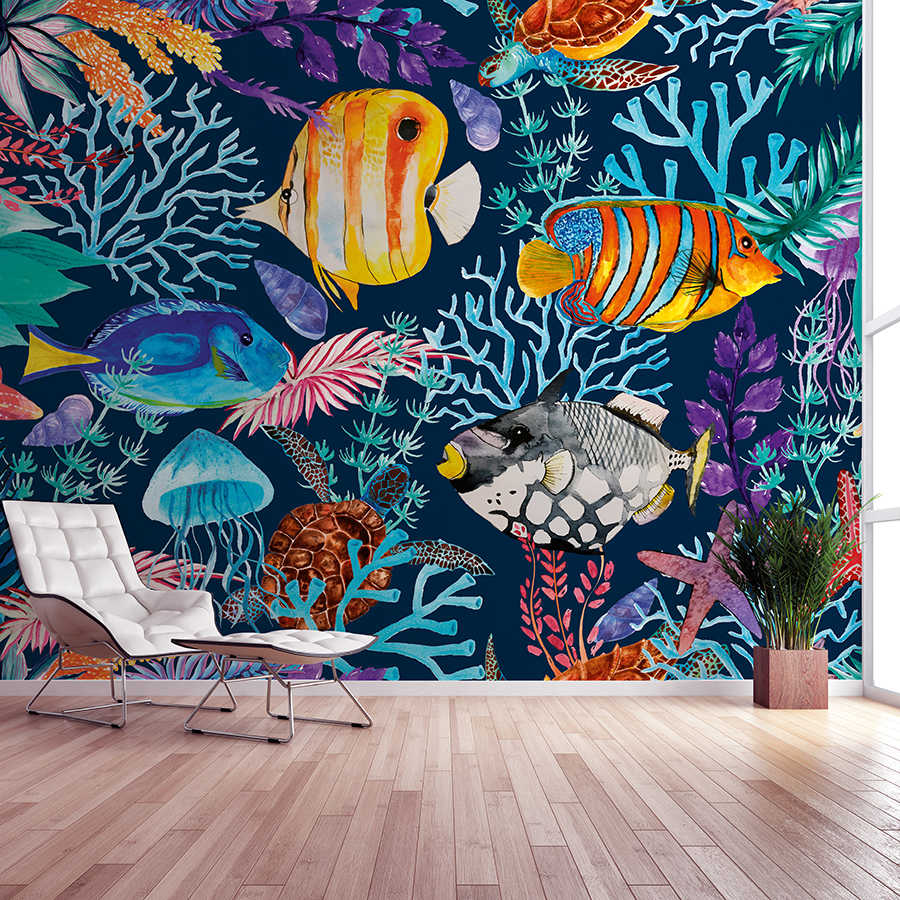         Underwater mural with colourful fishes & starfishes
    