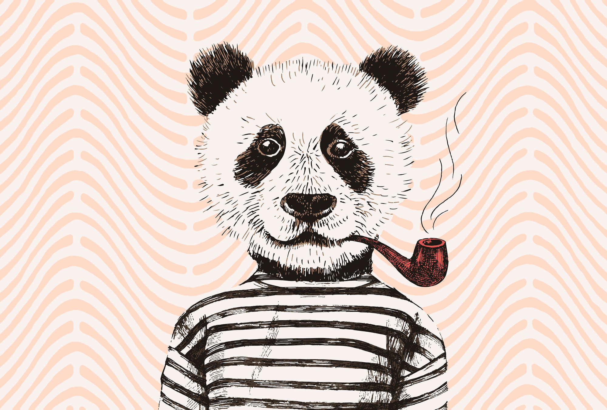             Papier peint panoramique Panda Design BD pour chambre d'enfant - Orange, rouge, blanc
        