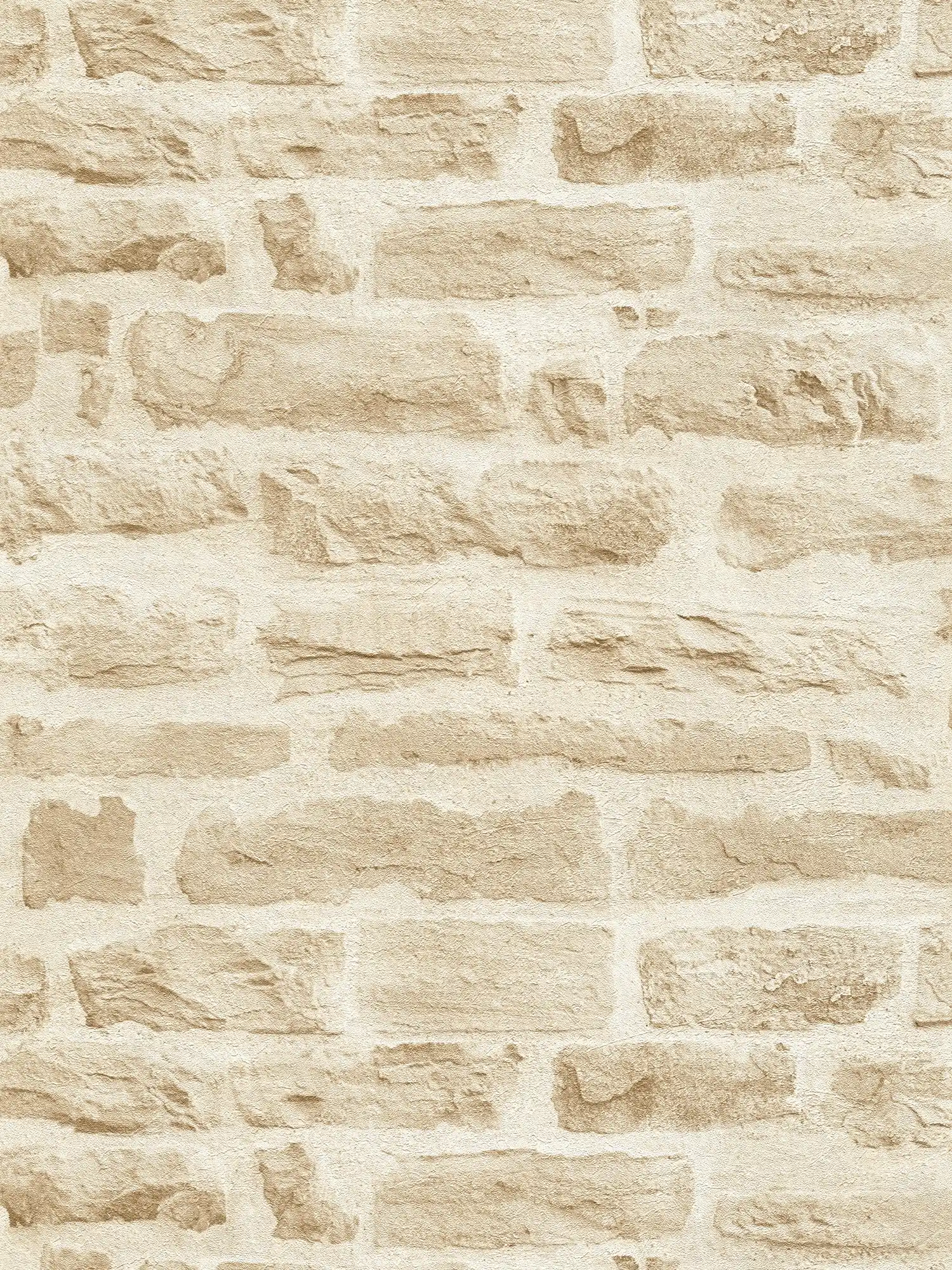         Non-woven wallpaper light beige with natural stone wall look - beige, cream
    