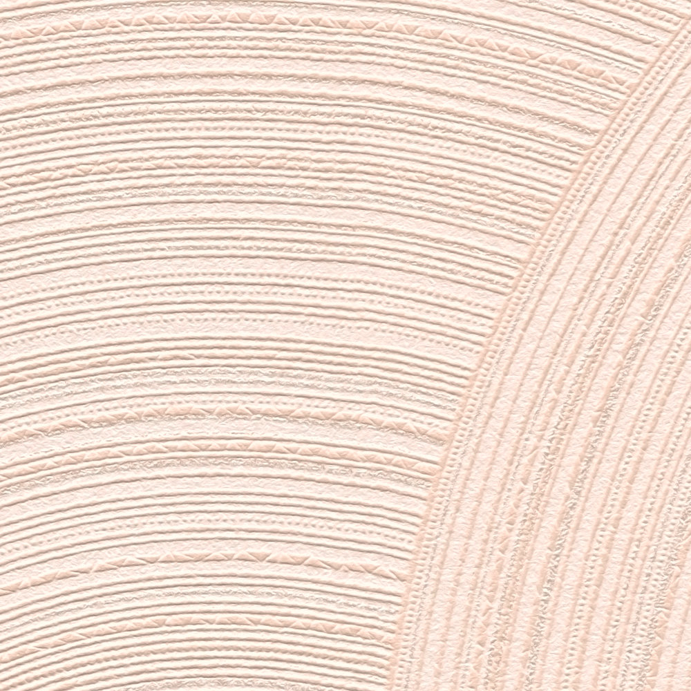             Non-woven wallpaper circle pattern with textured surface - pink
        