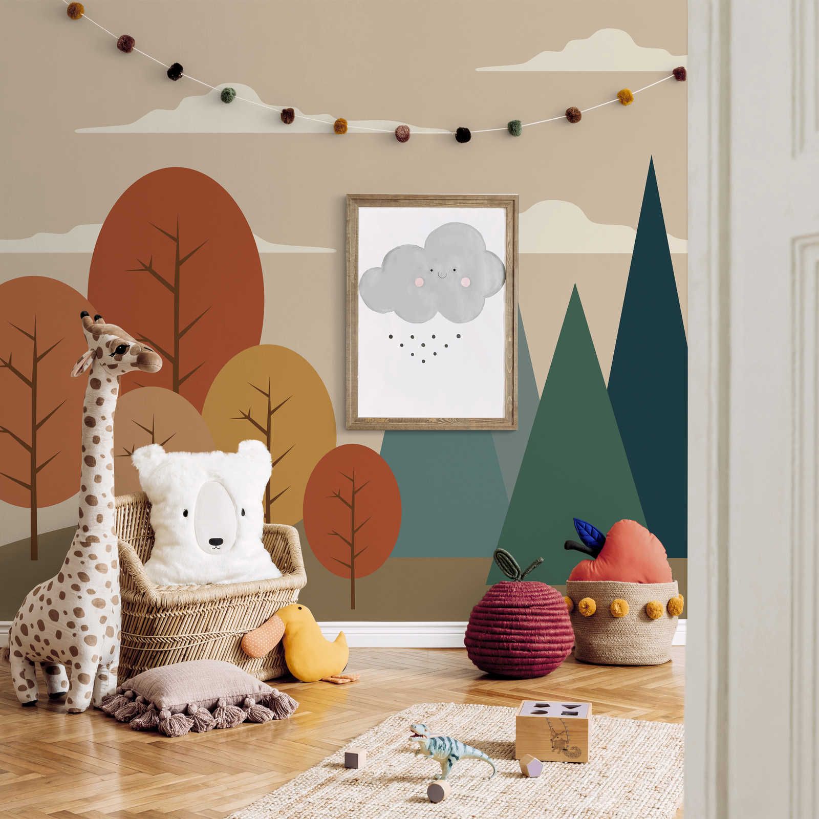 Photo wallpaper Enchanted Forest with Geometric Shapes - Textured non-woven
