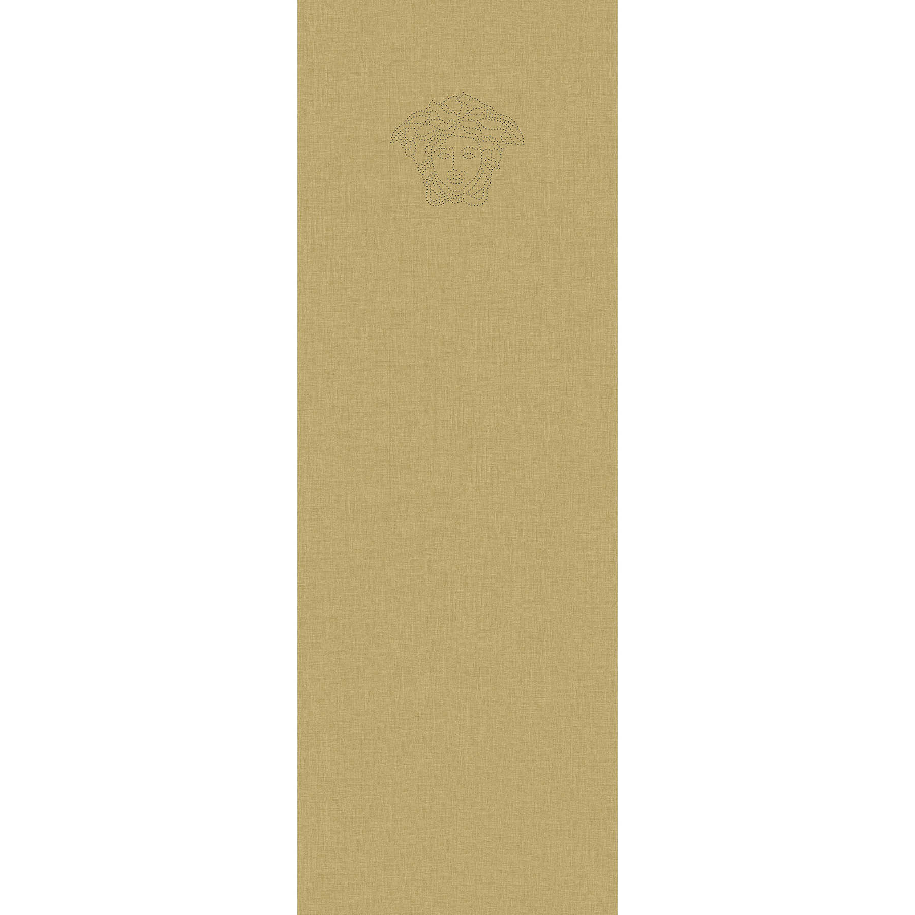 Plain non-woven wallpaper gold-yellow with pearl logo - metallic
