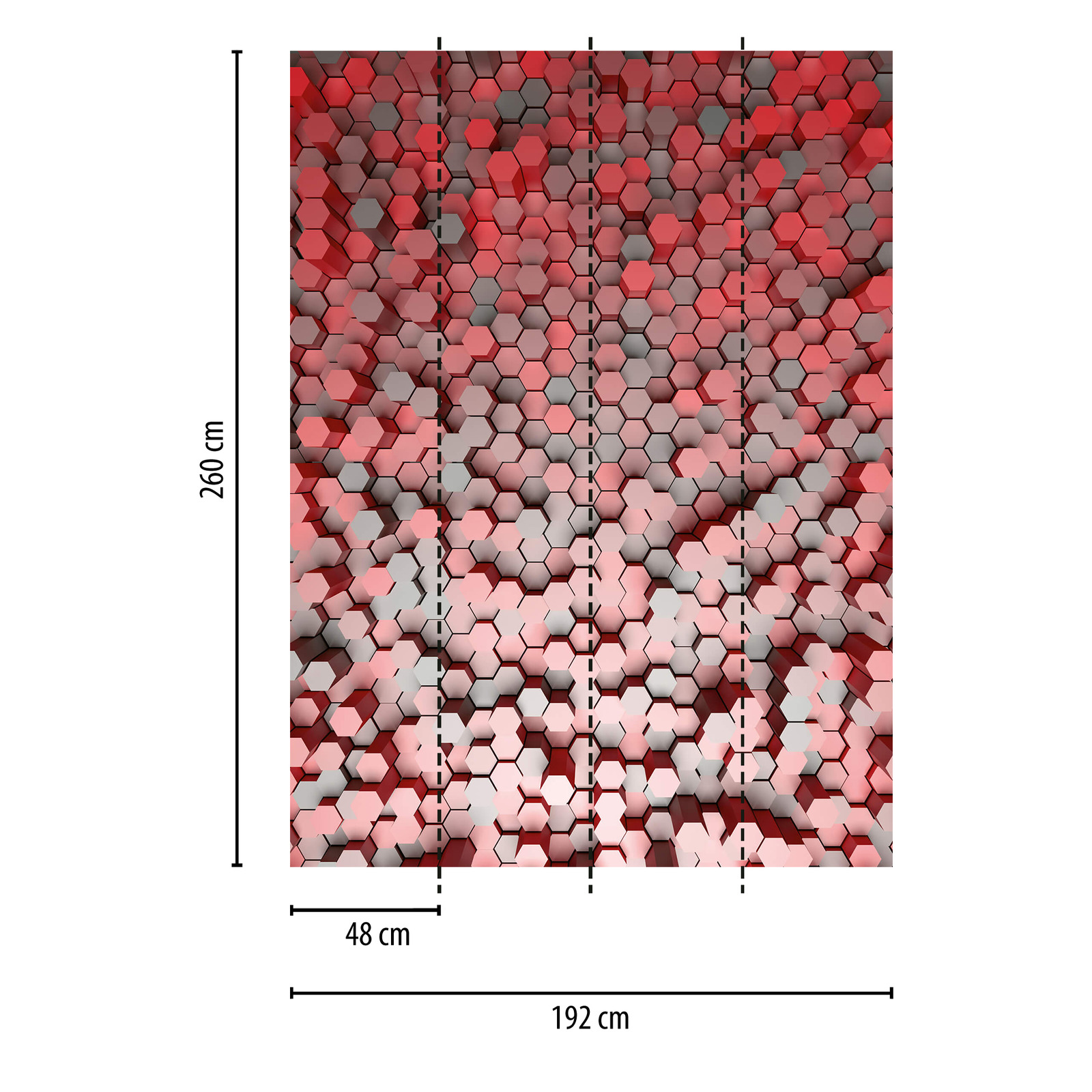             3D Photo wallpaper Hexagon graphic design - red, grey
        