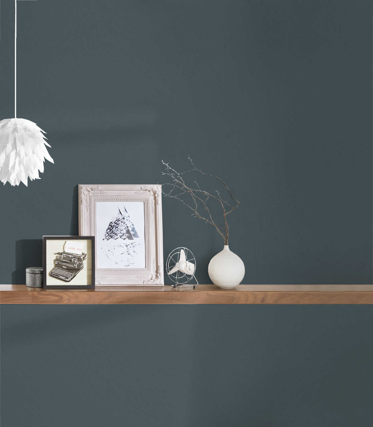             Dark wallpaper blue grey monochrome, satin & smooth finish
        