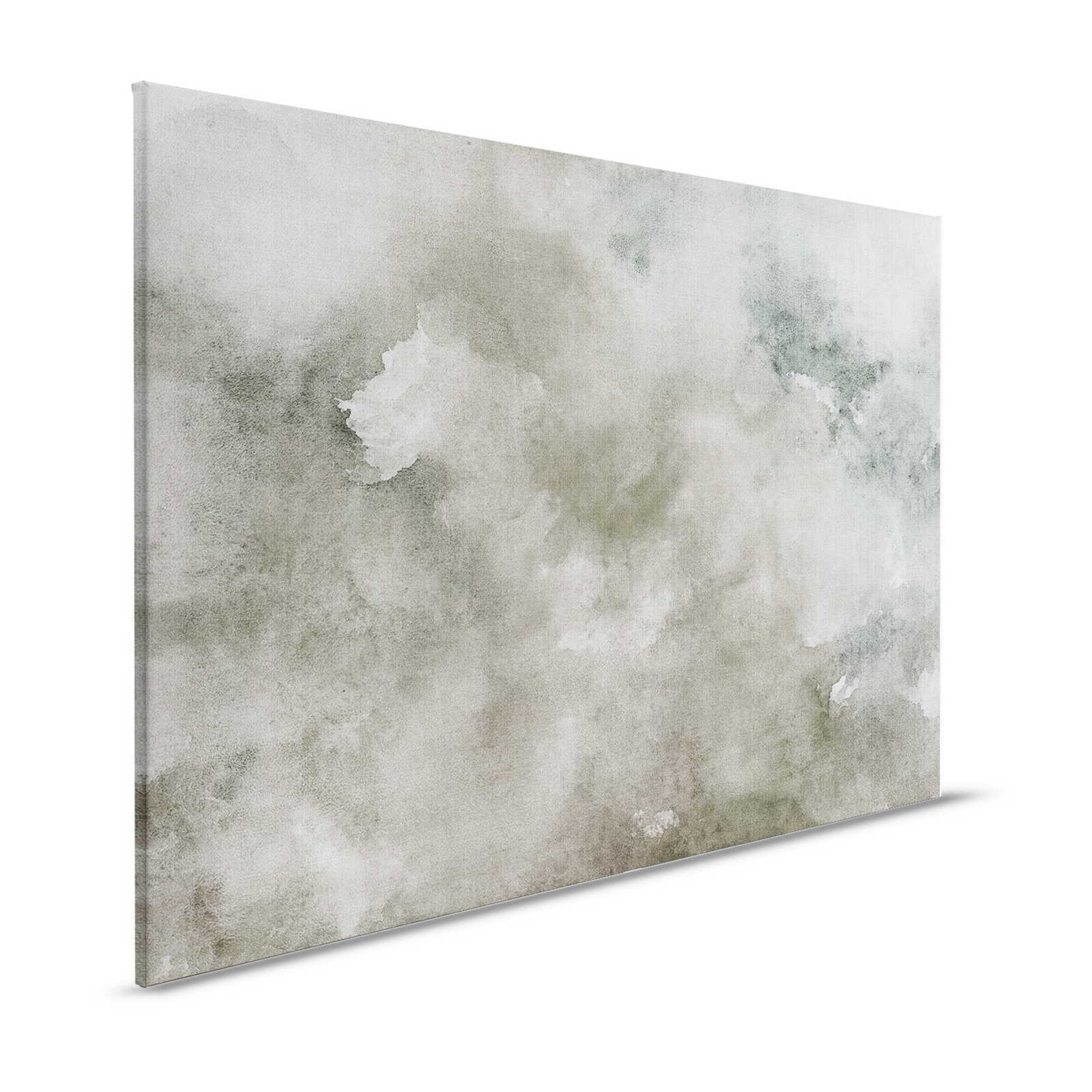 Watercolours 1 - Grey watercolour canvas painting in natural linen look - 1.20 m x 0.80 m
