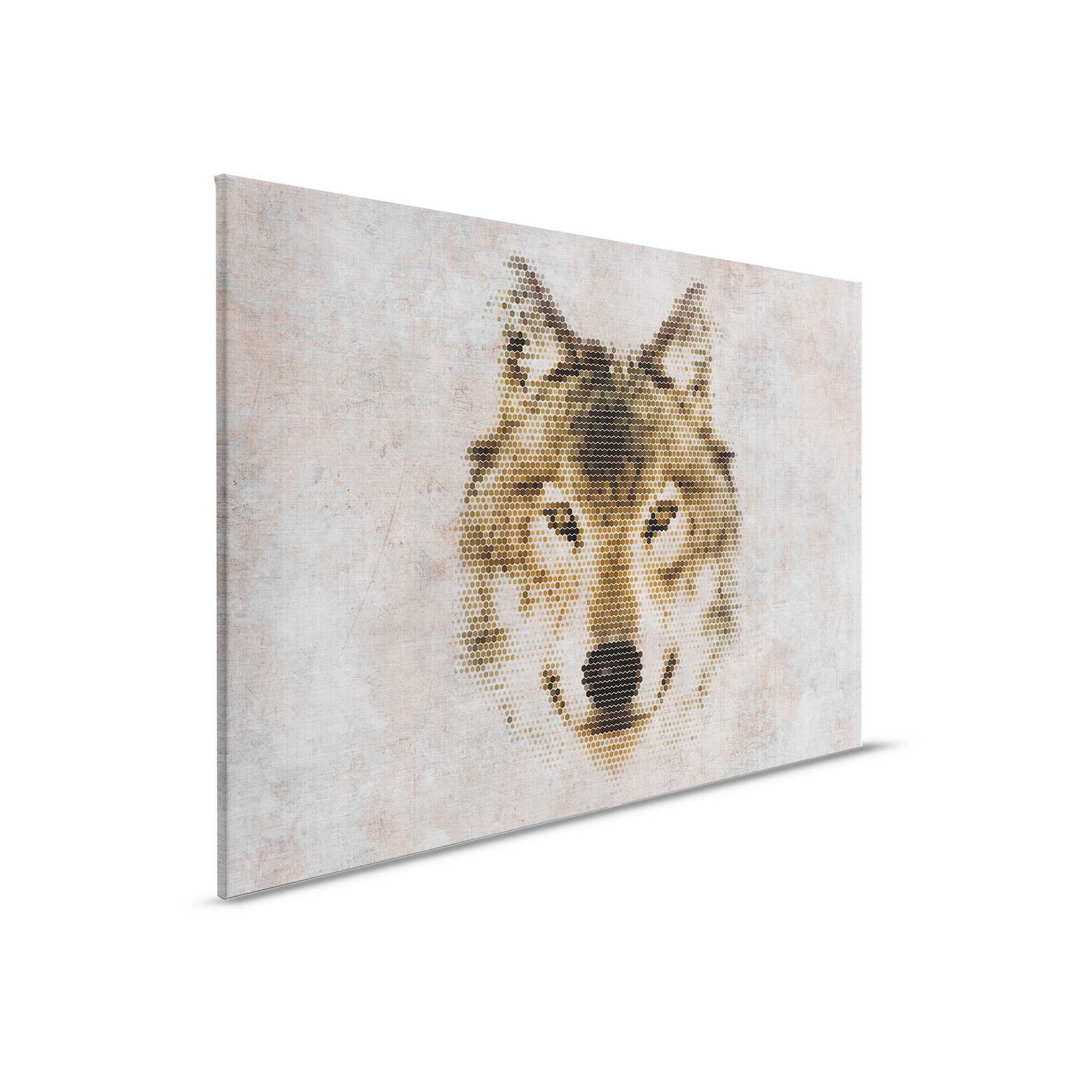         Big three 1 - Concrete-look canvas picture with wolf - natural linen structure - 0.90 m x 0.60 m
    
