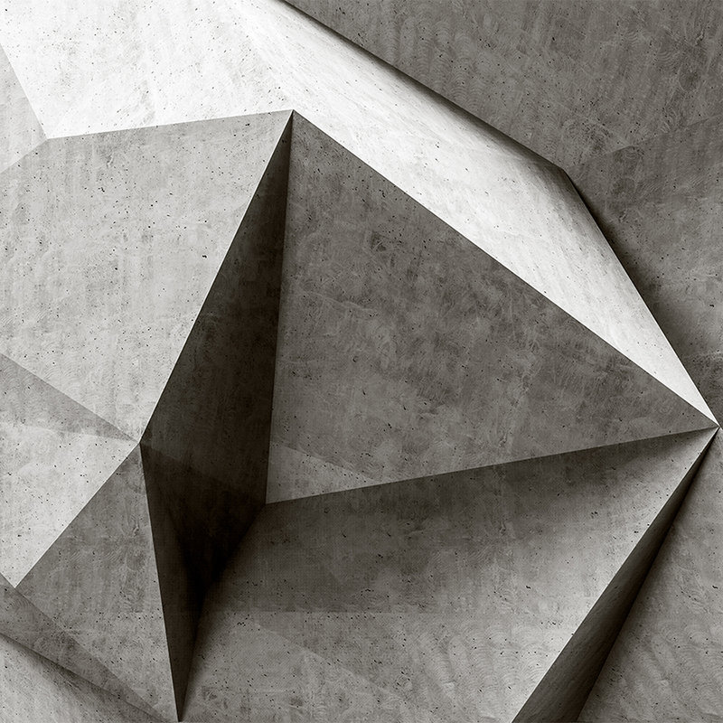 Boulder 1 - Carta da parati con poligoni di cemento 3D - Grigio, nero | Materiali non tessuto testurizzato
