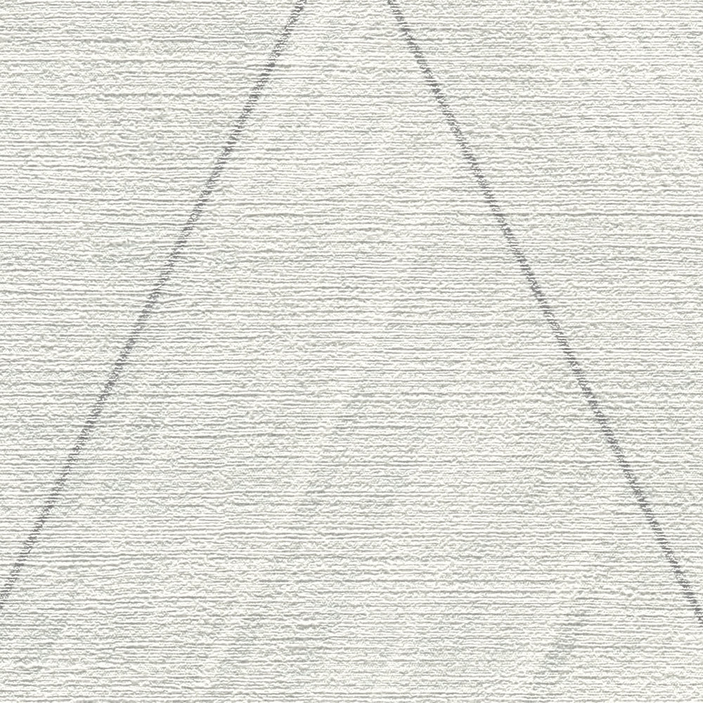             Papel pintado de aspecto textil con motivo de rombos - metálico, blanco
        