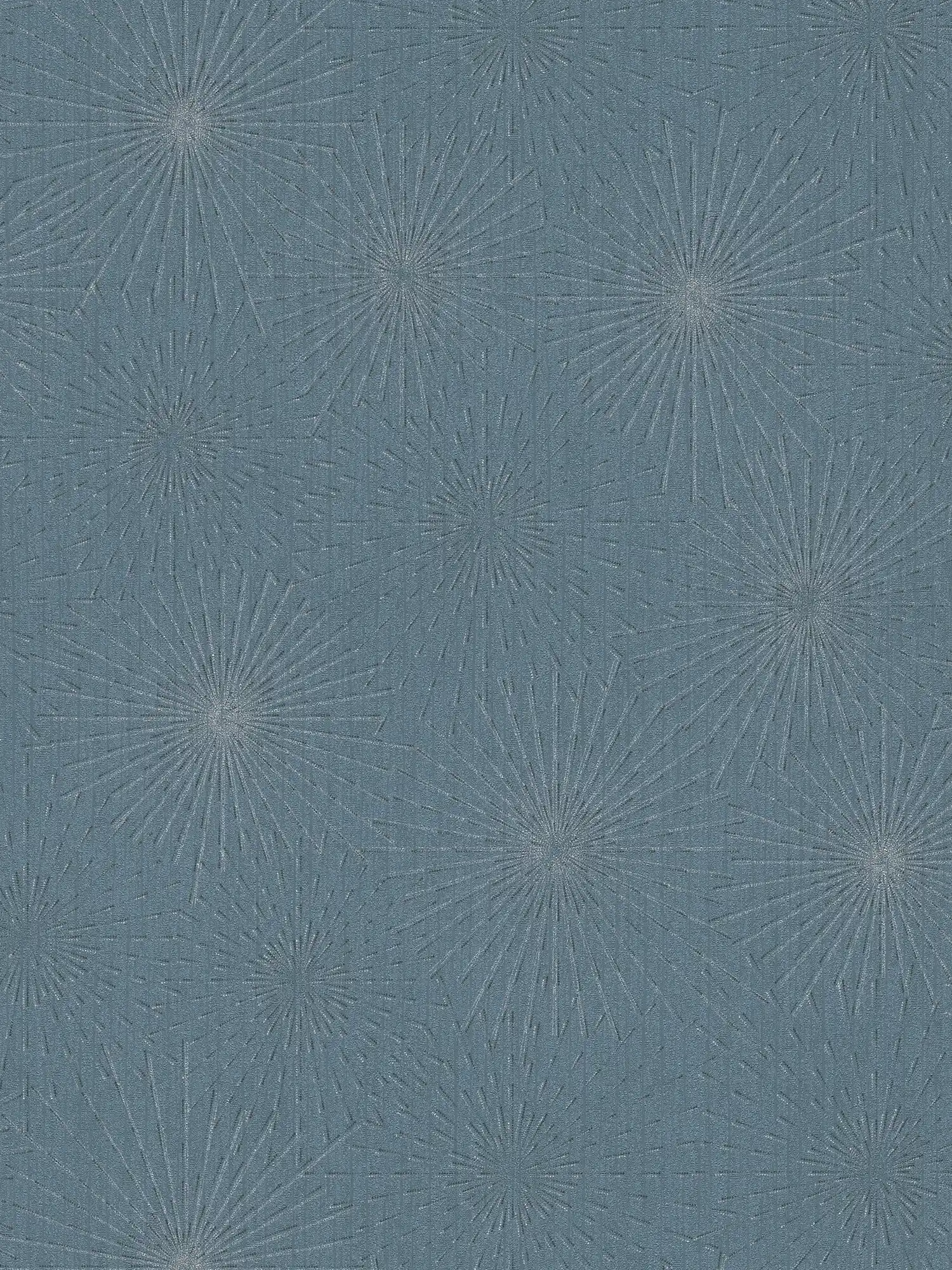 papel pintado diseño retro starburst - azul, metálico
