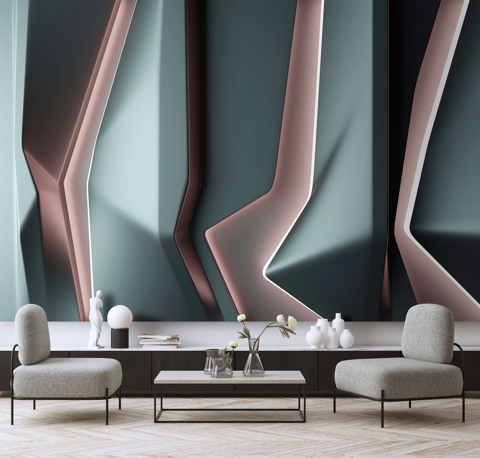             platinum 1 - Photo wallpaper »in futuristic line design - matt, smooth non-woven fabric
        