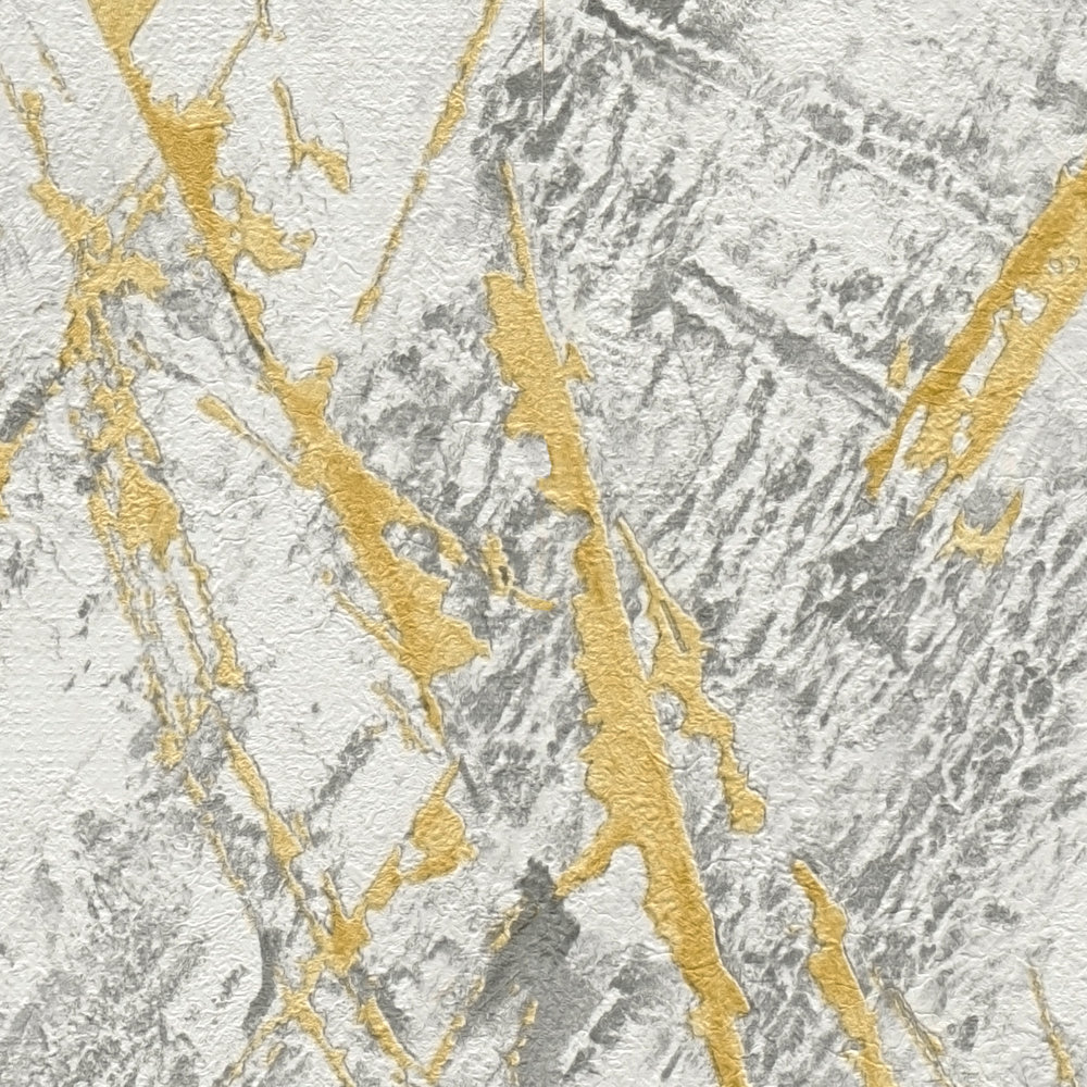             Papier peint marbre doré avec motif à texture métallique - blanc, métallique
        