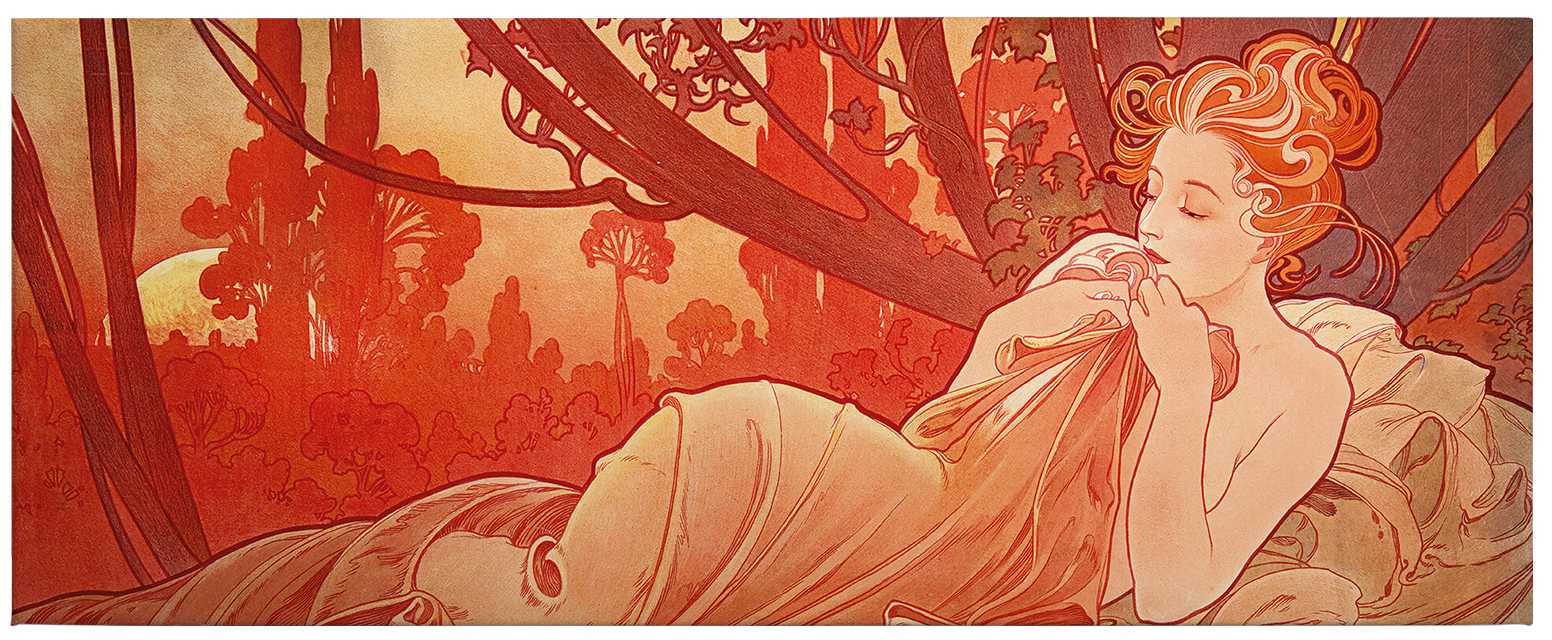             Panoramic canvas print by Mucha "Dusk"
        