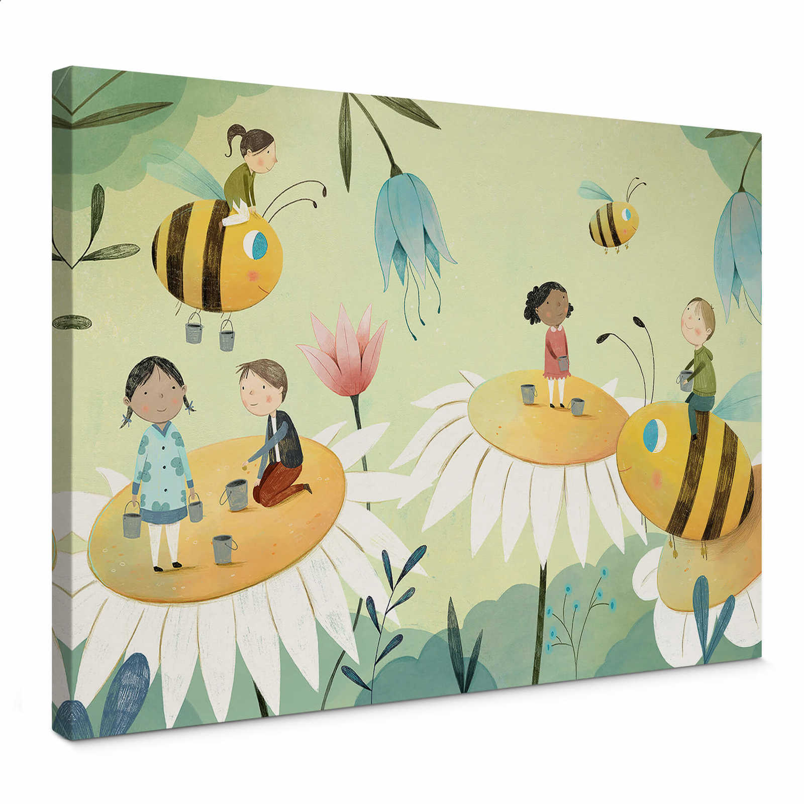         Canvas print children, flowers and bees motive by Loske
    